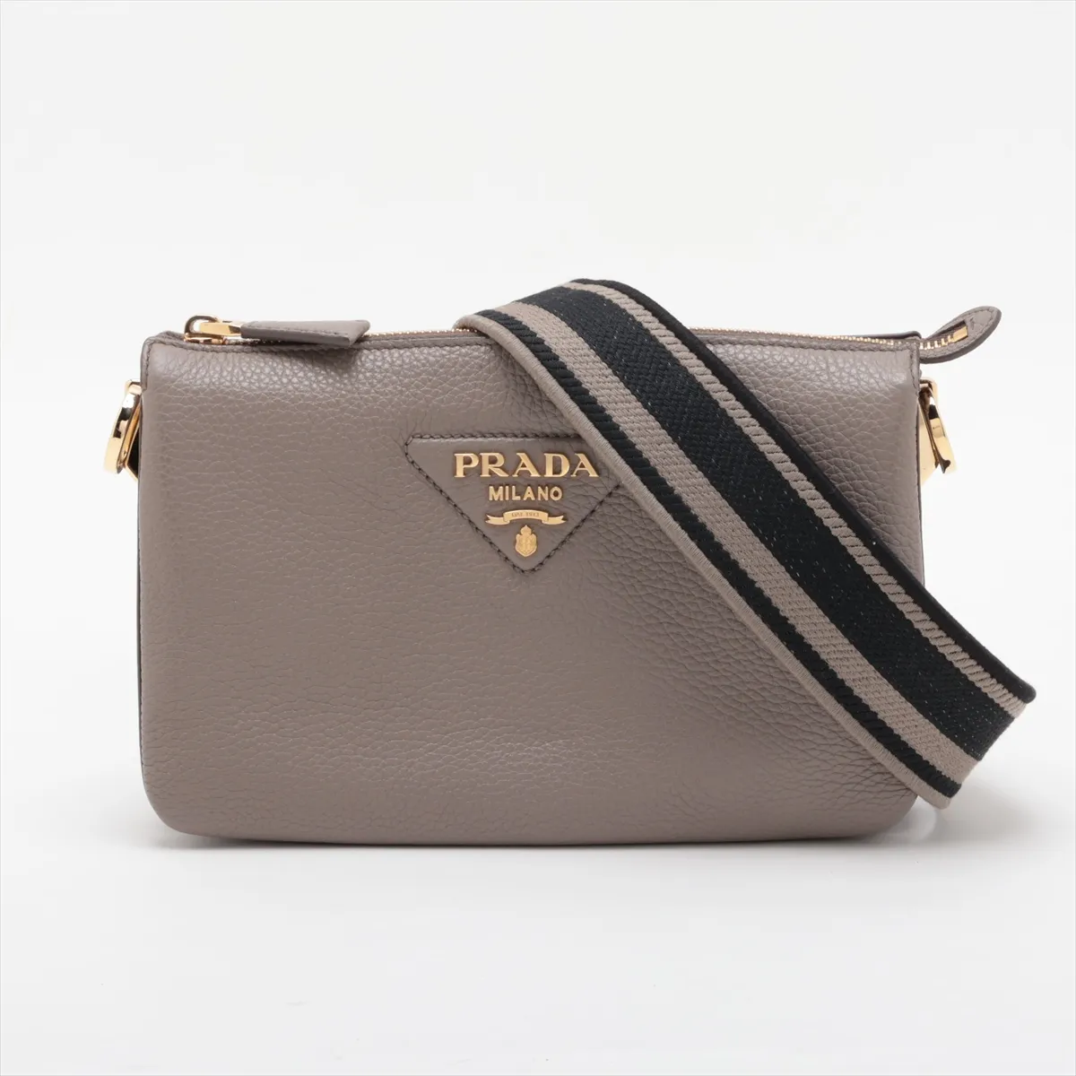 Vitello Daino 1BH194 Leather Shoulder Bag, Gray