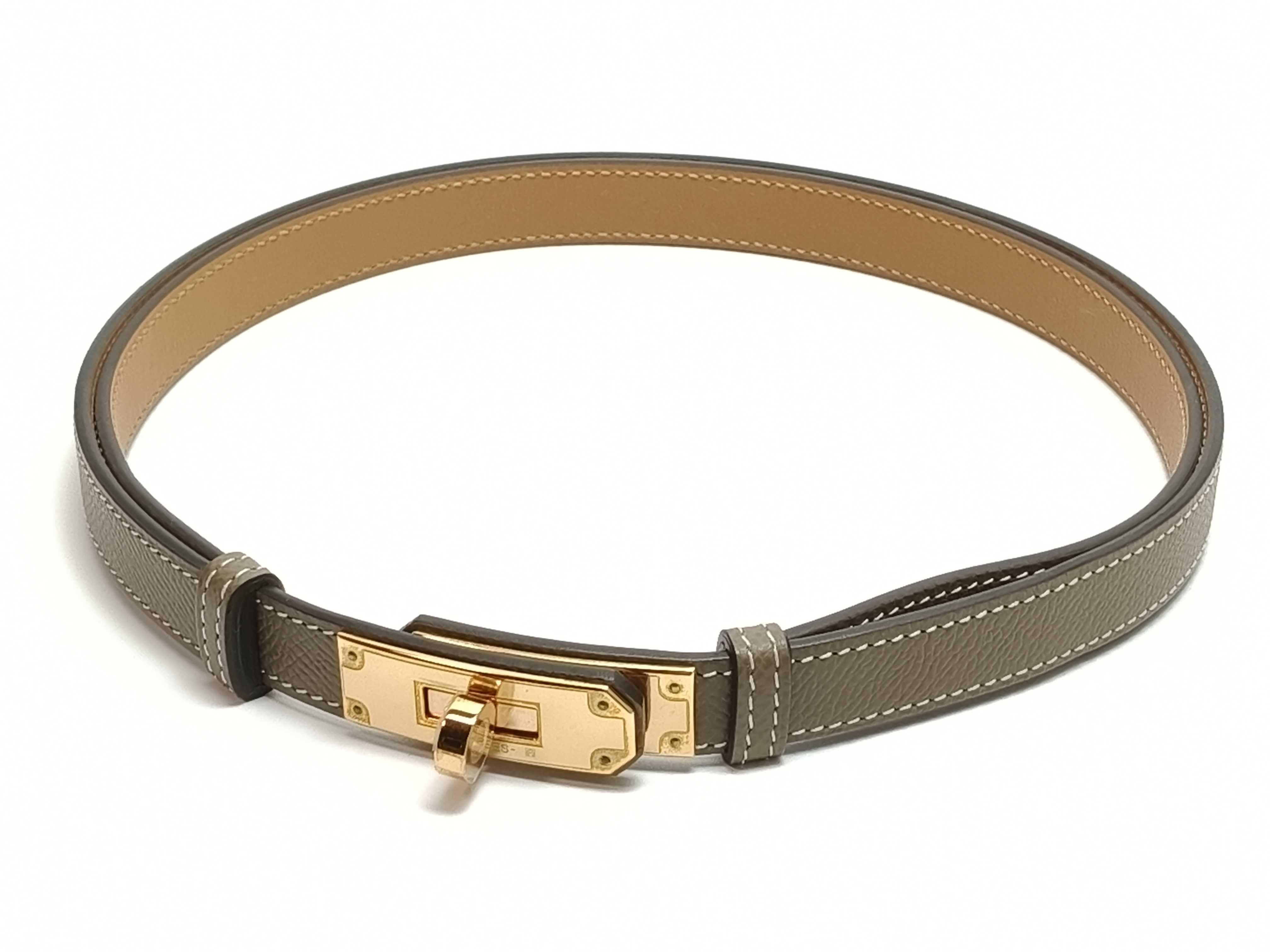 Kelly Belt, Etoupe, Gold Hardware, U Stamp