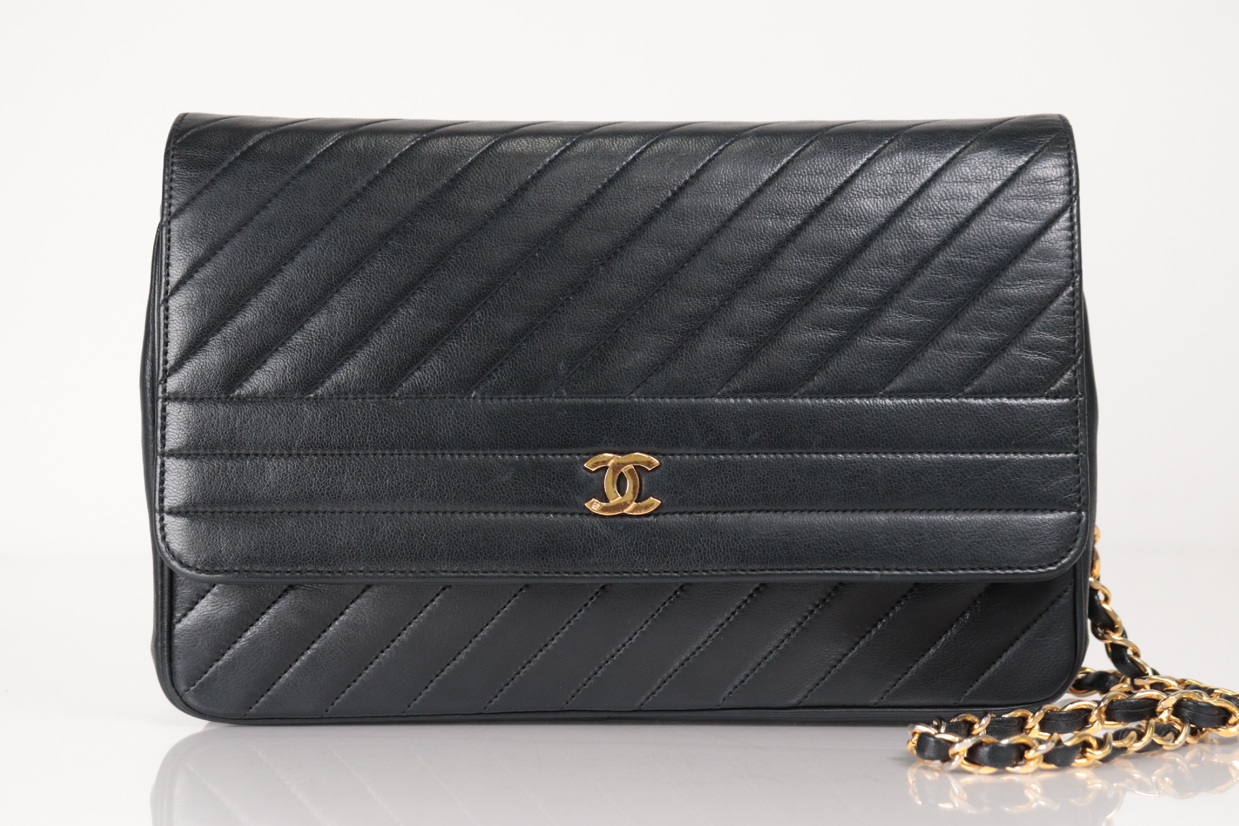 Diagonal Stitch Lambskin Chain Shoulder Bag (Series 2) — view 2