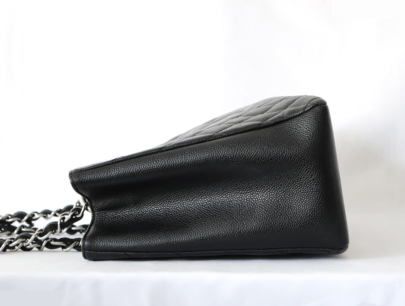 Caviar Skin GST Chain Tote Bag, Black — view 6