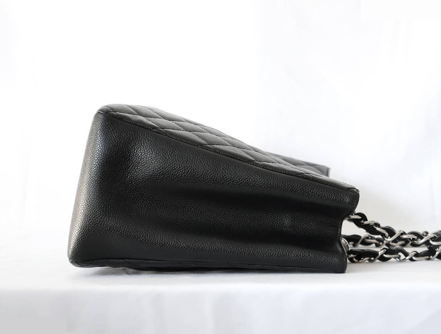 Caviar Skin GST Chain Tote Bag, Black — view 7