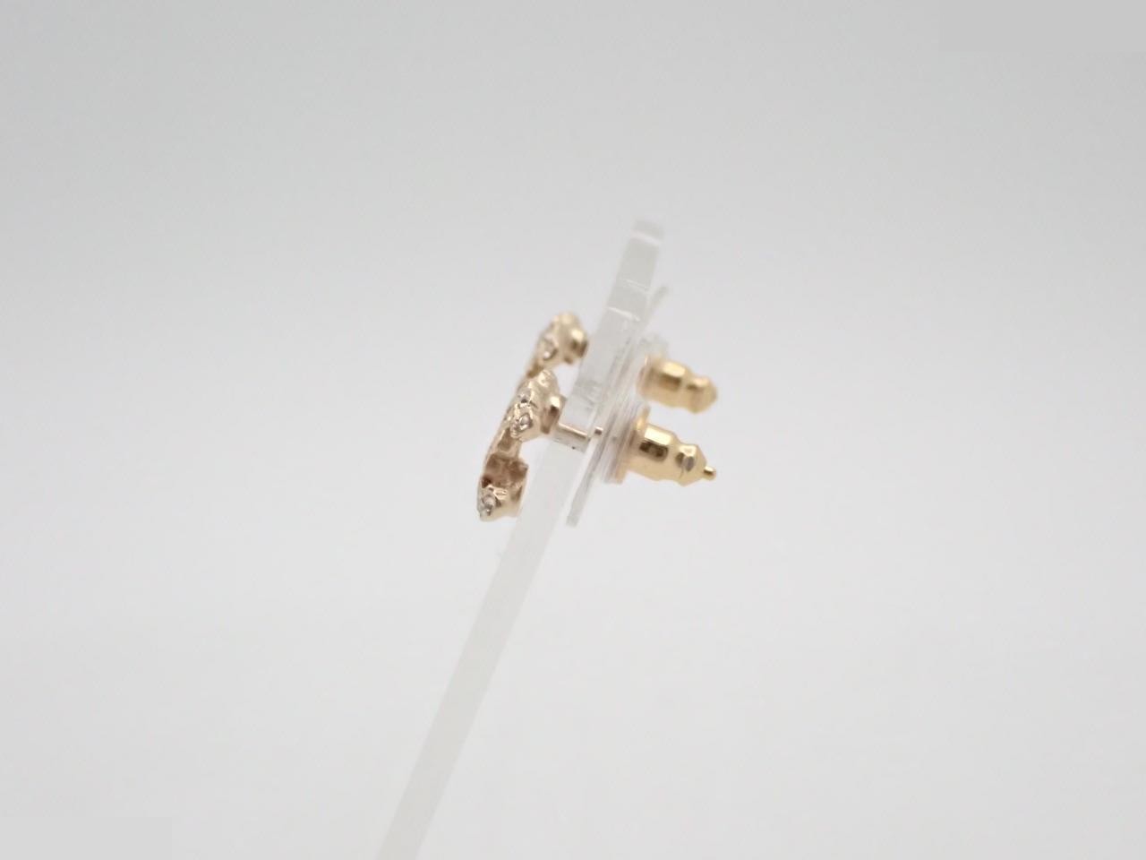 earrings, A20S, Coco Mark design, gold, rhinestone, 1cm wide. — view 3