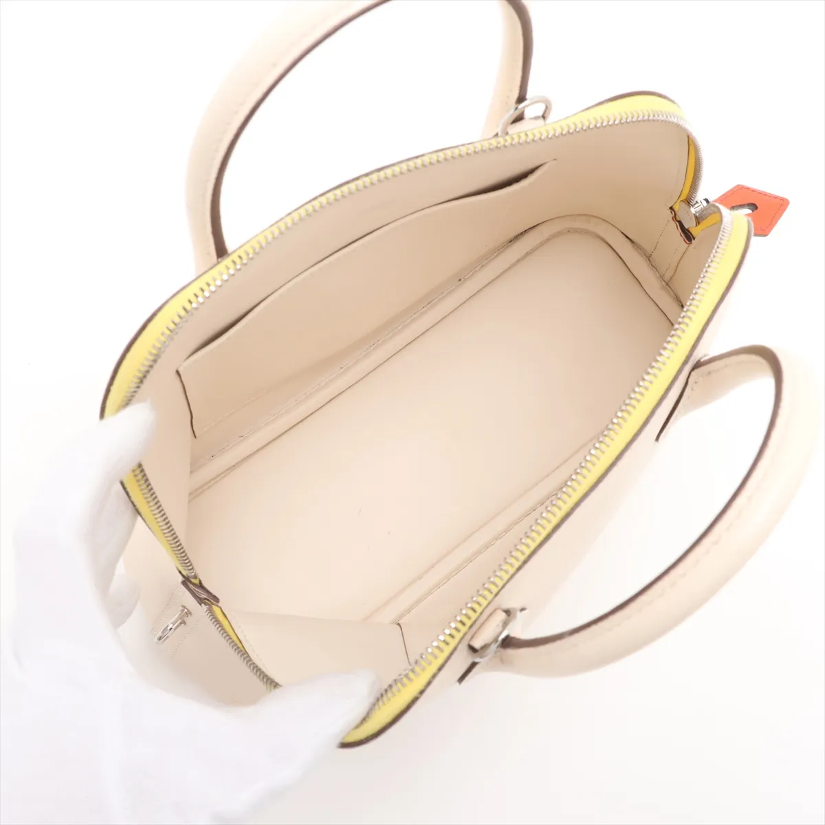[Individually wrapped] Hermes Bolide 1923 25 Tricolor Vaux Epson Nata x Jaune Citron x Terre Batieux Silver Hardware B:2023 — view 8