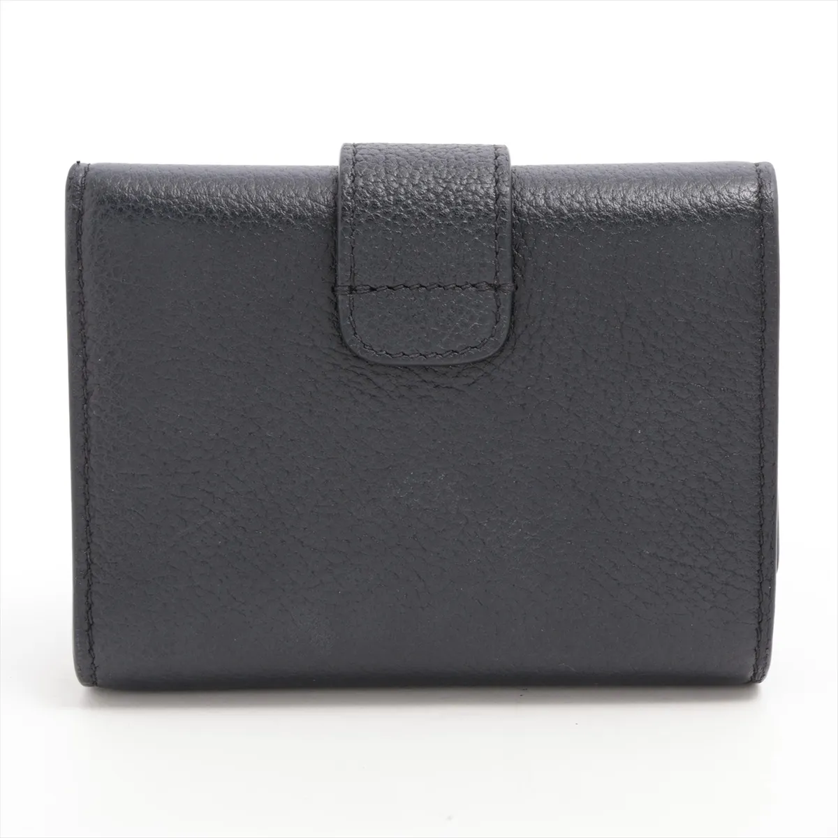 Triomphe Fine Strap Wallet Leather Compact Wallet Black — view 2