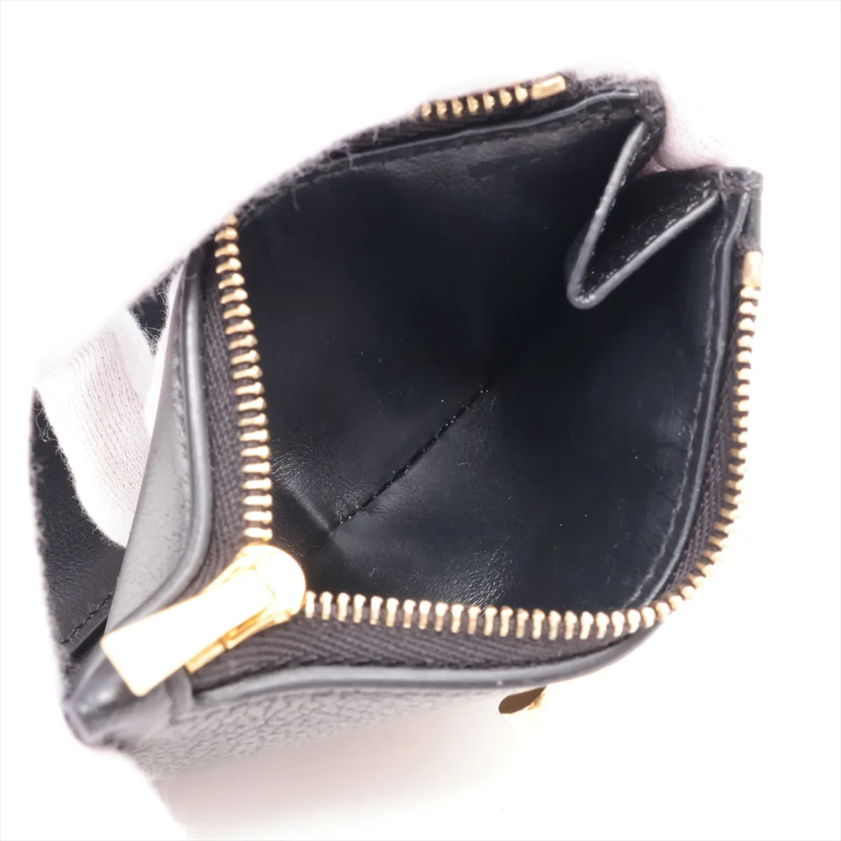 Triomphe Fine Strap Wallet Leather Compact Wallet Black — view 6