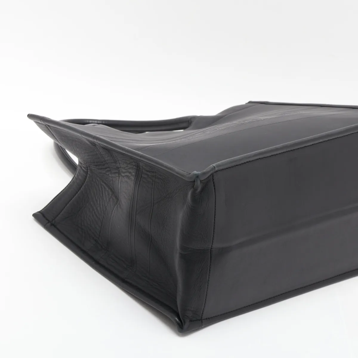 Book Tote Medium Leather Tote Bag, Black — view 4