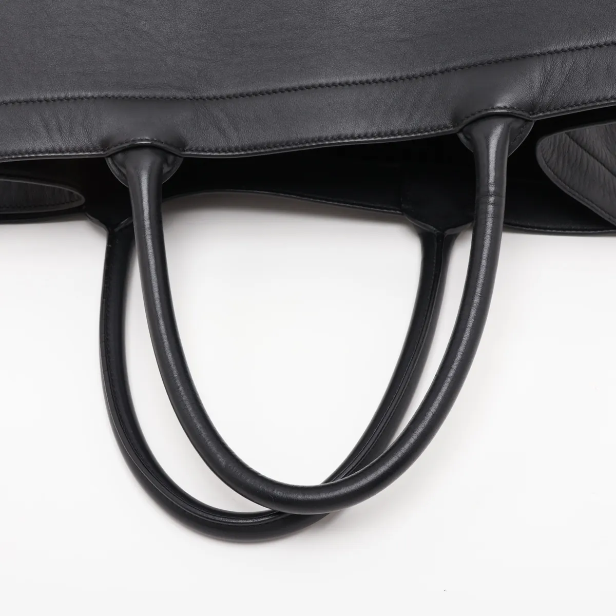 Book Tote Medium Leather Tote Bag, Black — view 5