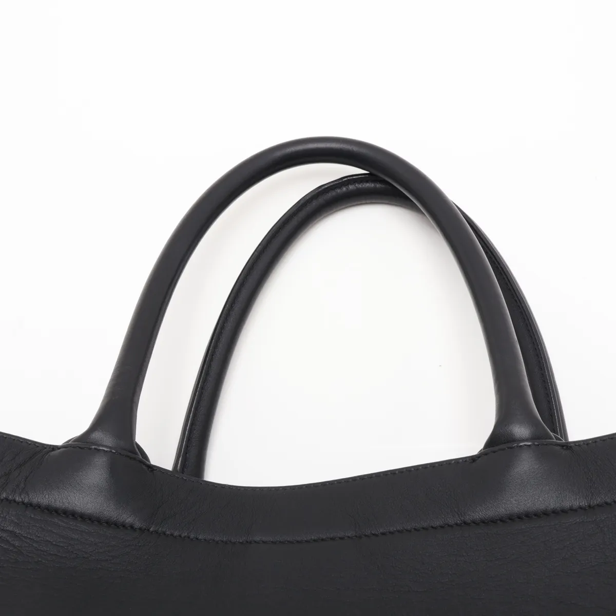 Book Tote Medium Leather Tote Bag, Black — view 6
