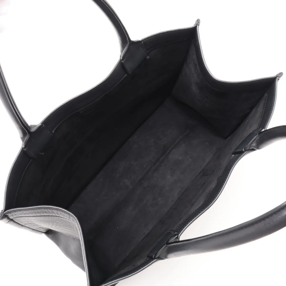 Book Tote Medium Leather Tote Bag, Black — view 7