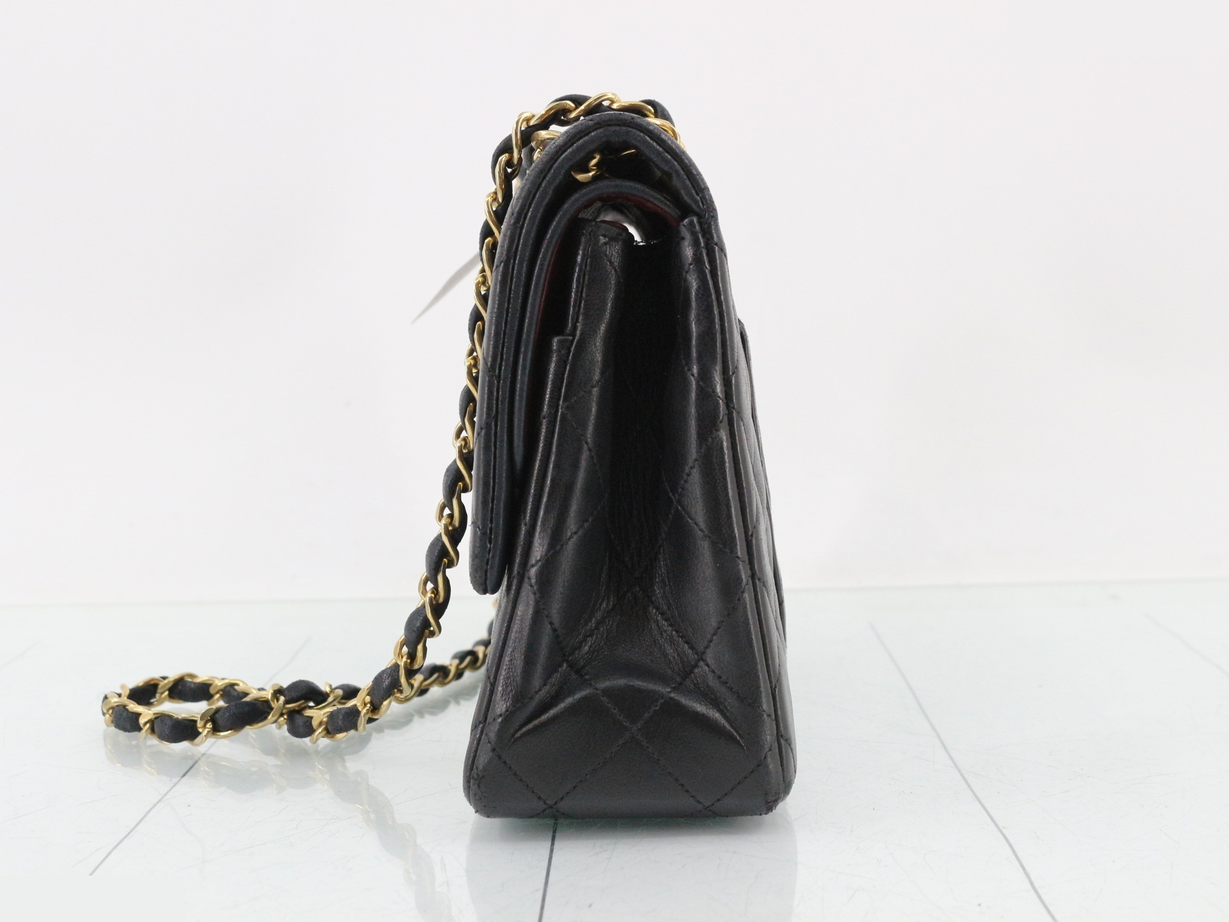 Matelassé 25 Lambskin Double Flap Double Chain Shoulder Bag, Black — view 3
