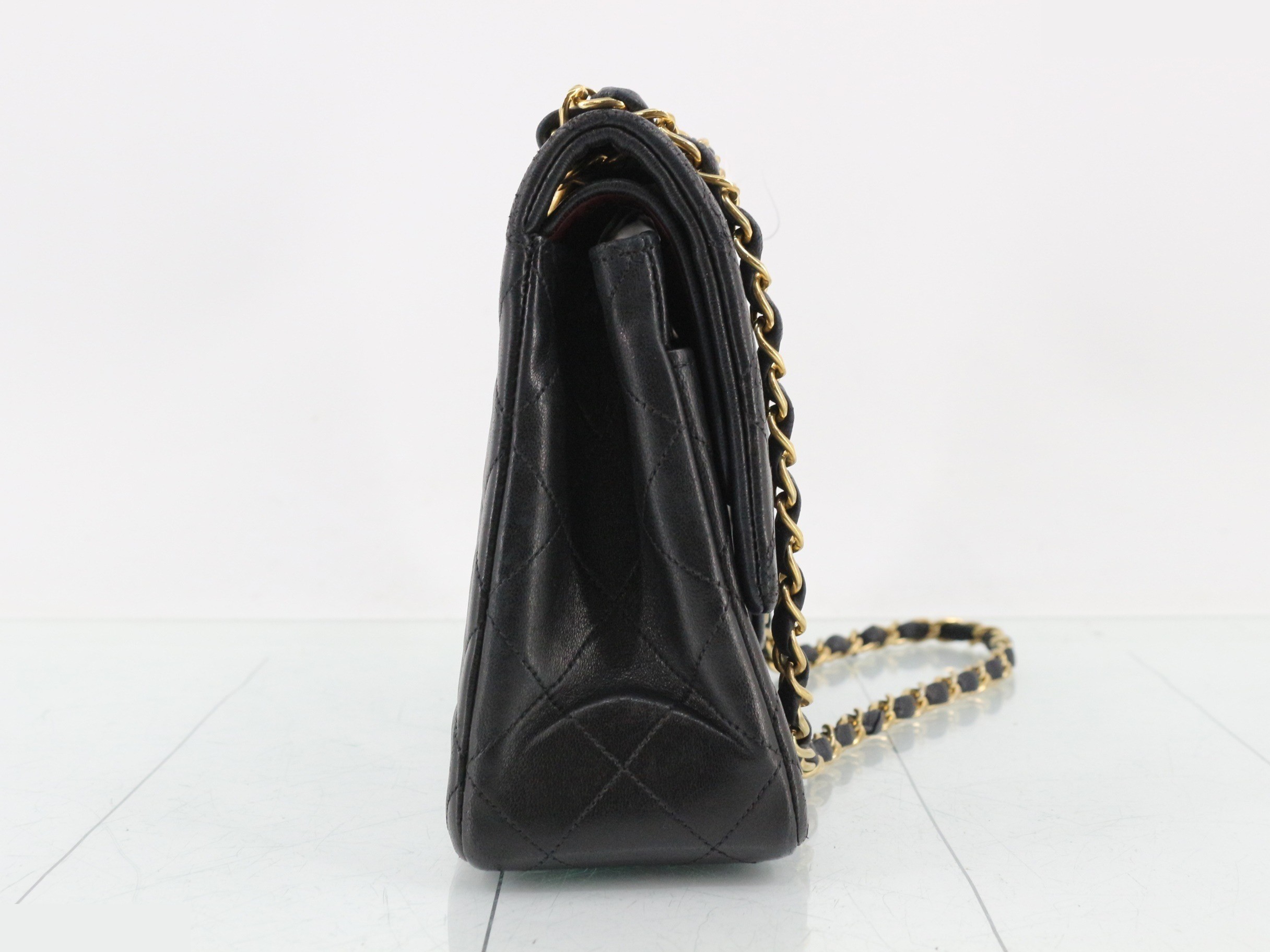 Matelassé 25 Lambskin Double Flap Double Chain Shoulder Bag, Black — view 4