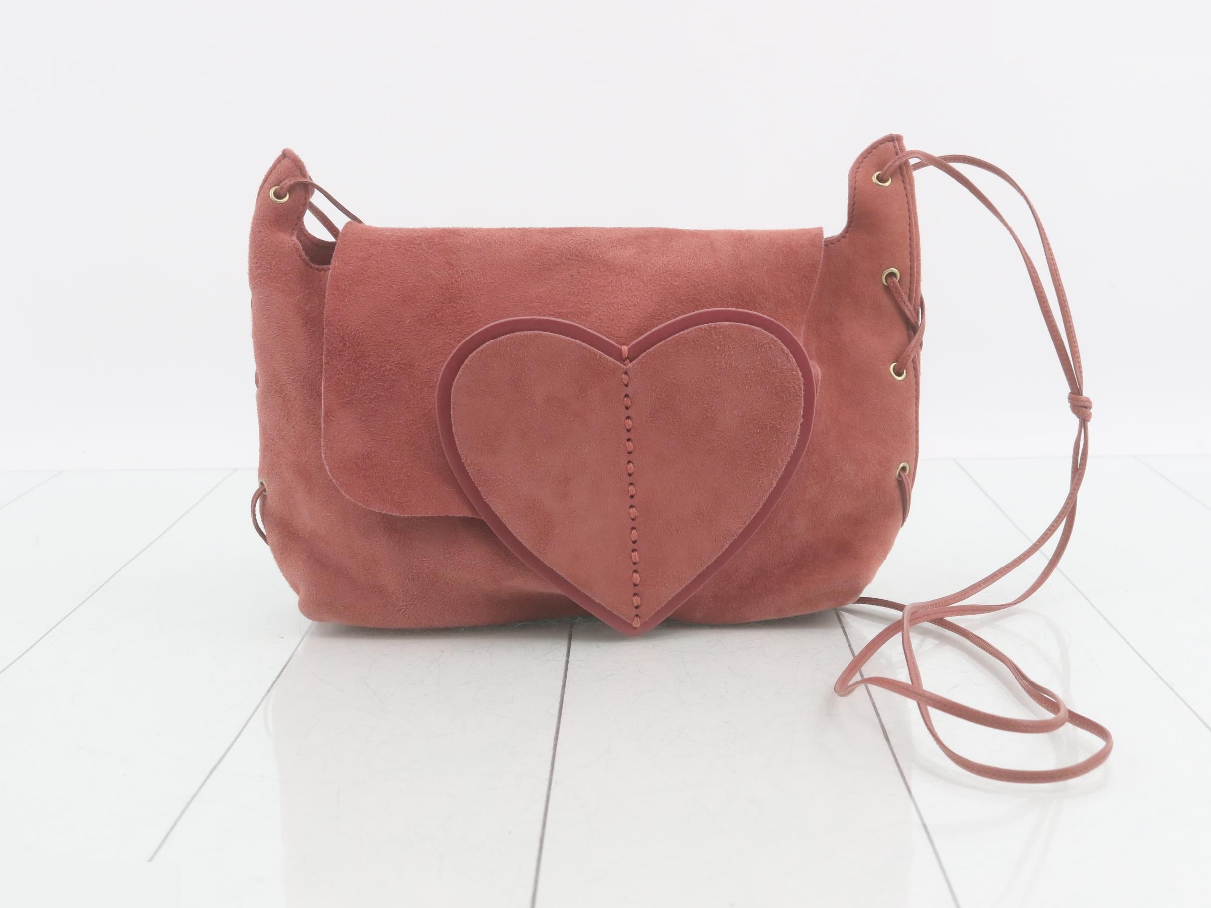 Suede heart shoulder bag