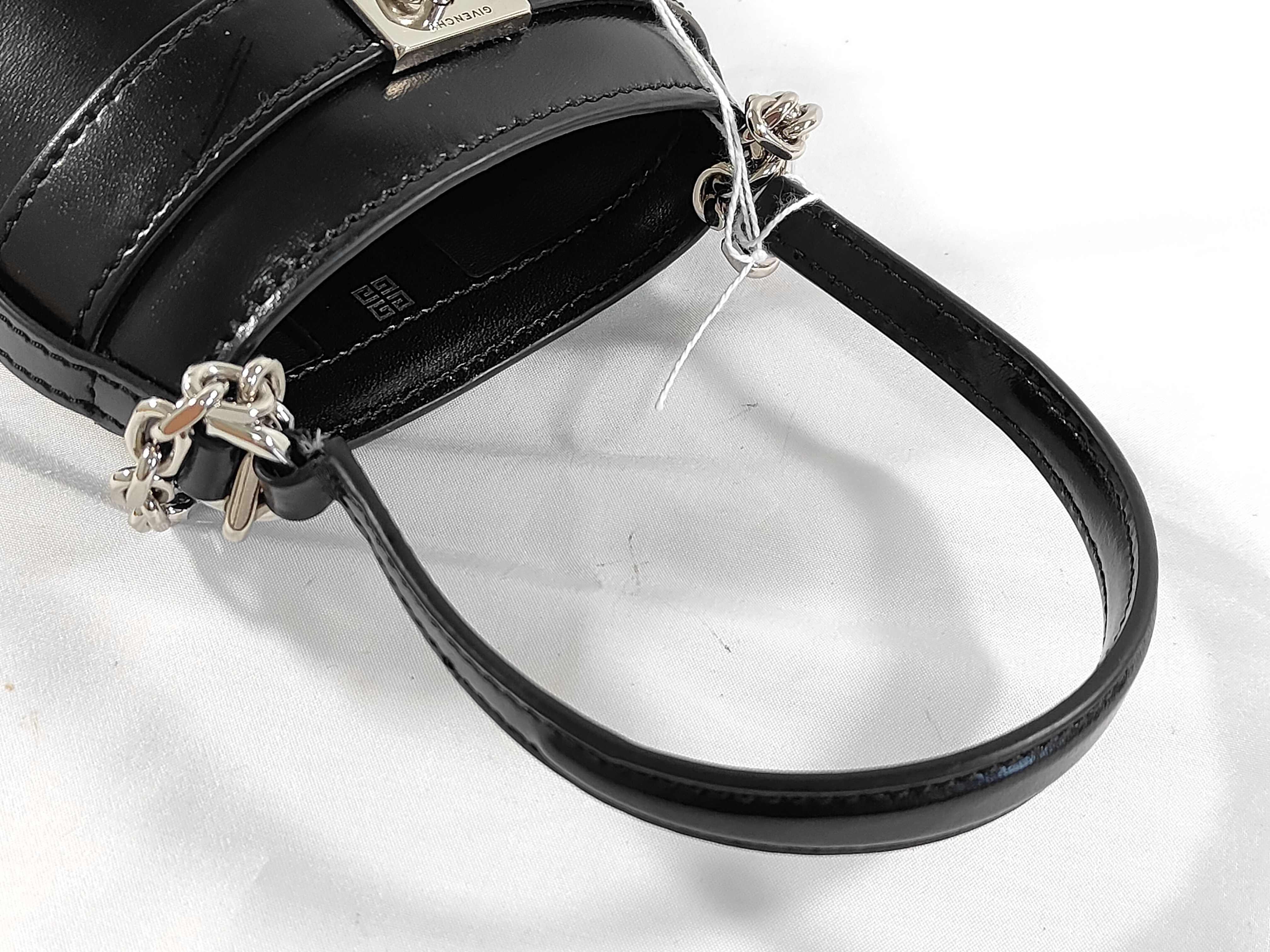 FR- Cutouts Mini Bucket Leather 2-Way Handbag Black Shoulder Bag — view 3
