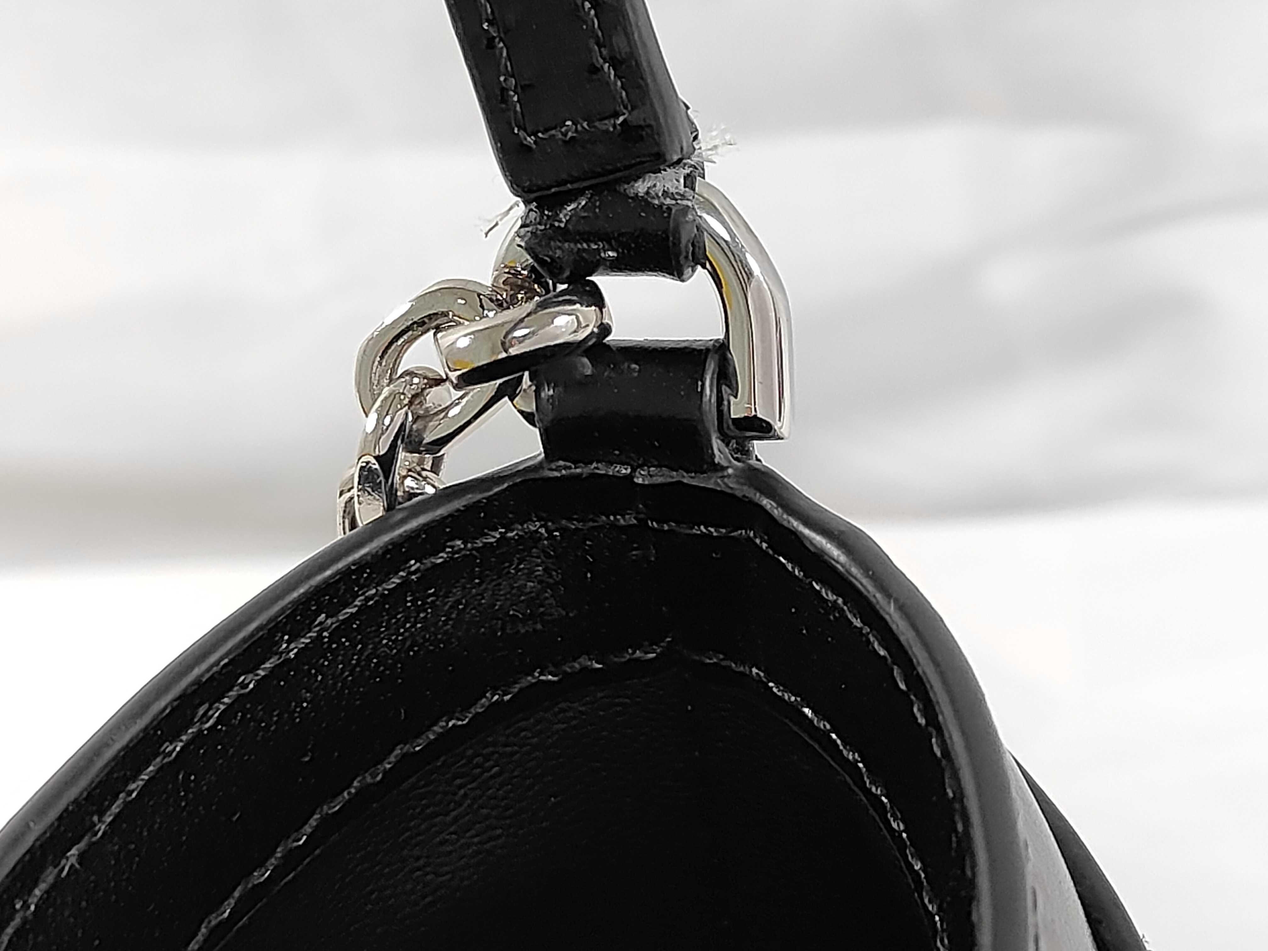 FR- Cutouts Mini Bucket Leather 2-Way Handbag Black Shoulder Bag — view 9