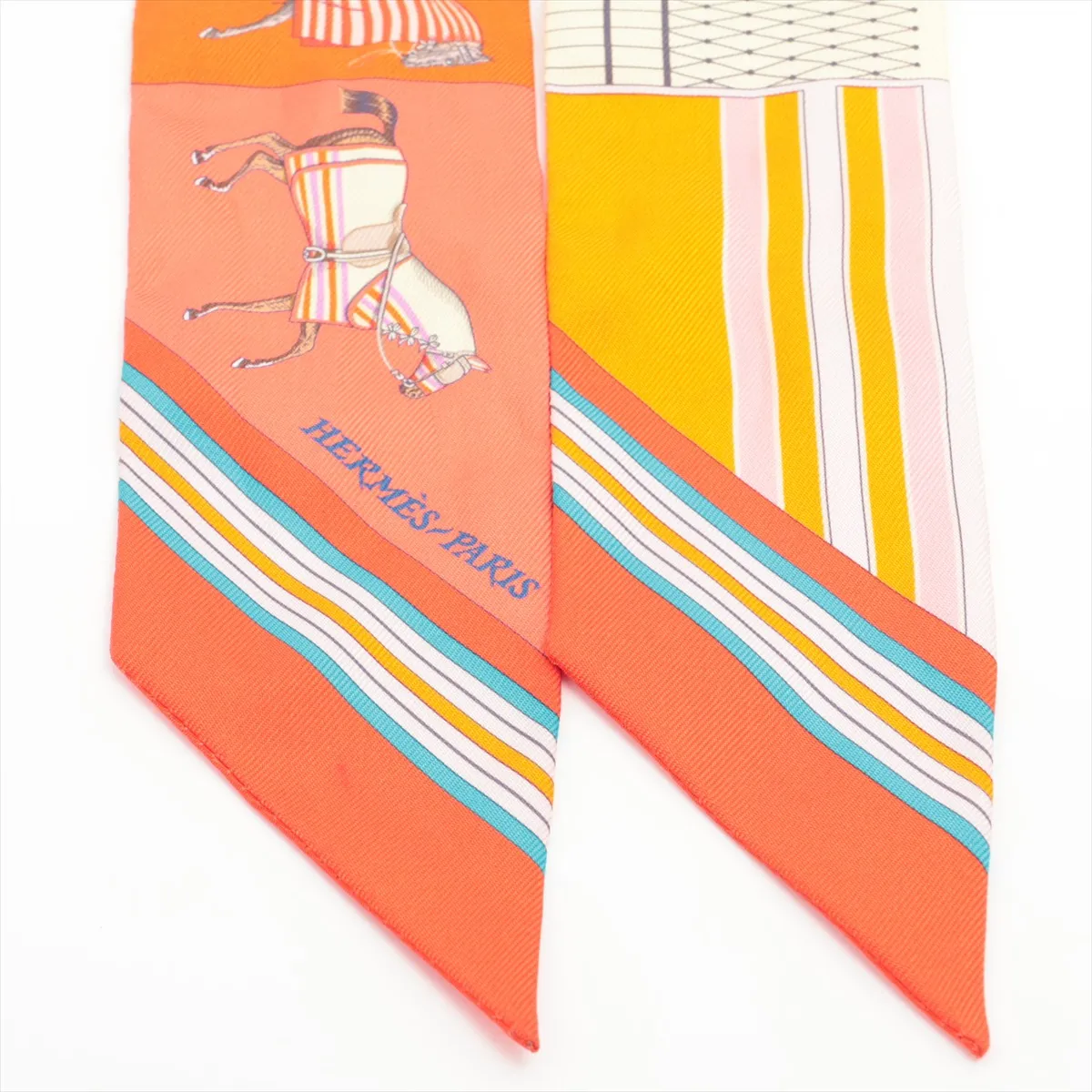 Twilly Couvertures Nouvelles Horsewear Scarf Silk Orange x Pink — view 2