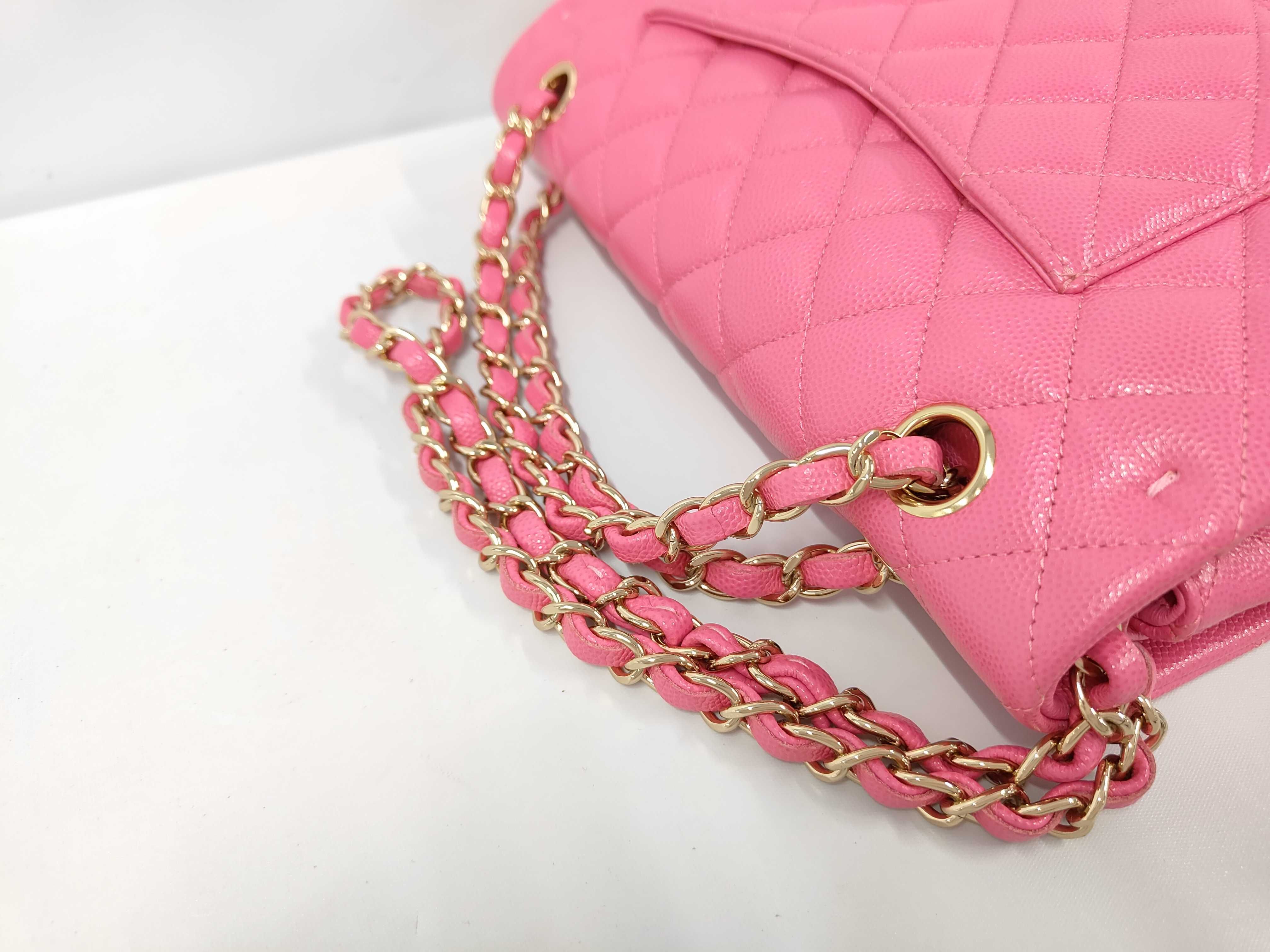 Double Flap 25 Chain Shoulder Bag, Matelassé Caviar Pink GP Shoulder Bag — view 5
