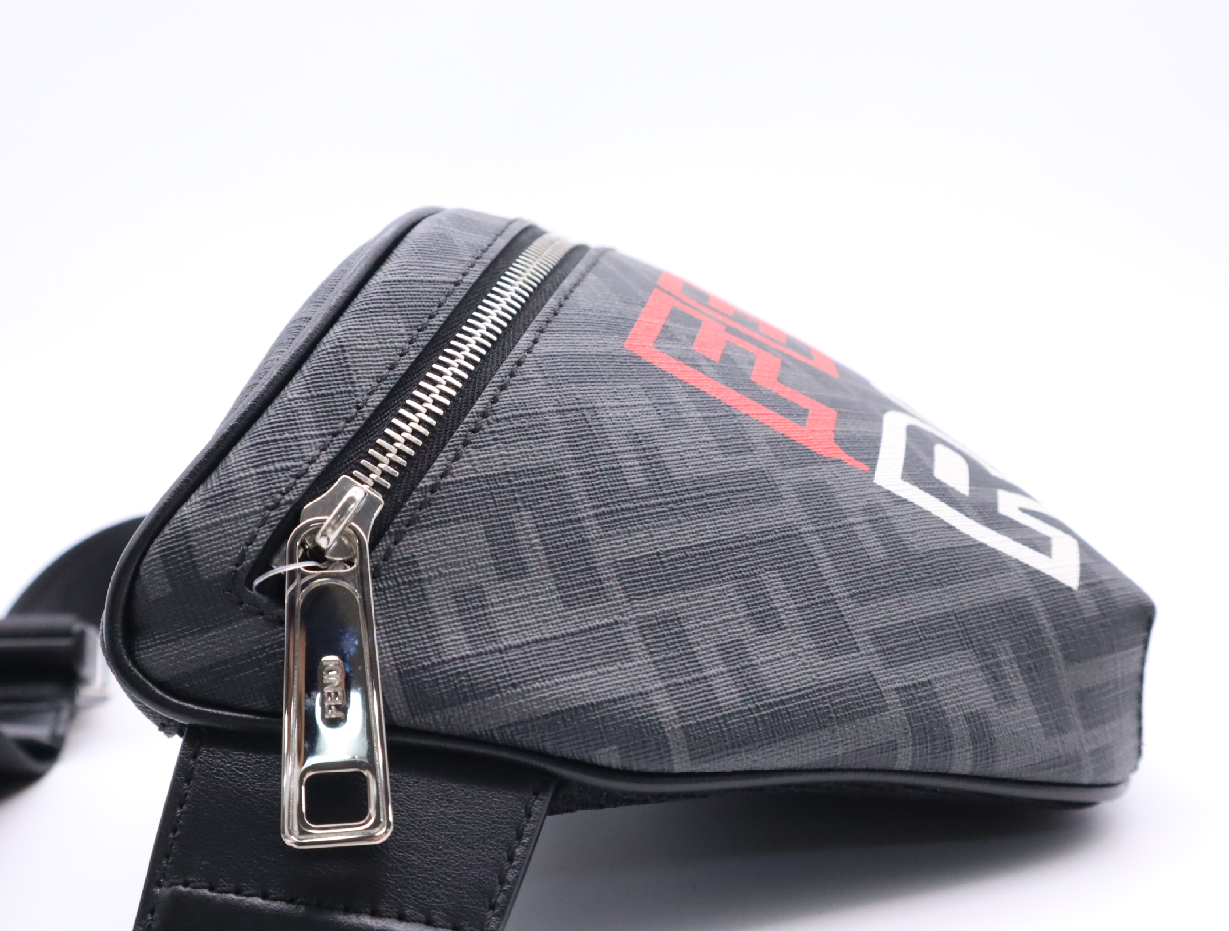 7VA562 Zucca Fabric Grey Silver Hardware Waist Bag with Dust Bag — view 3