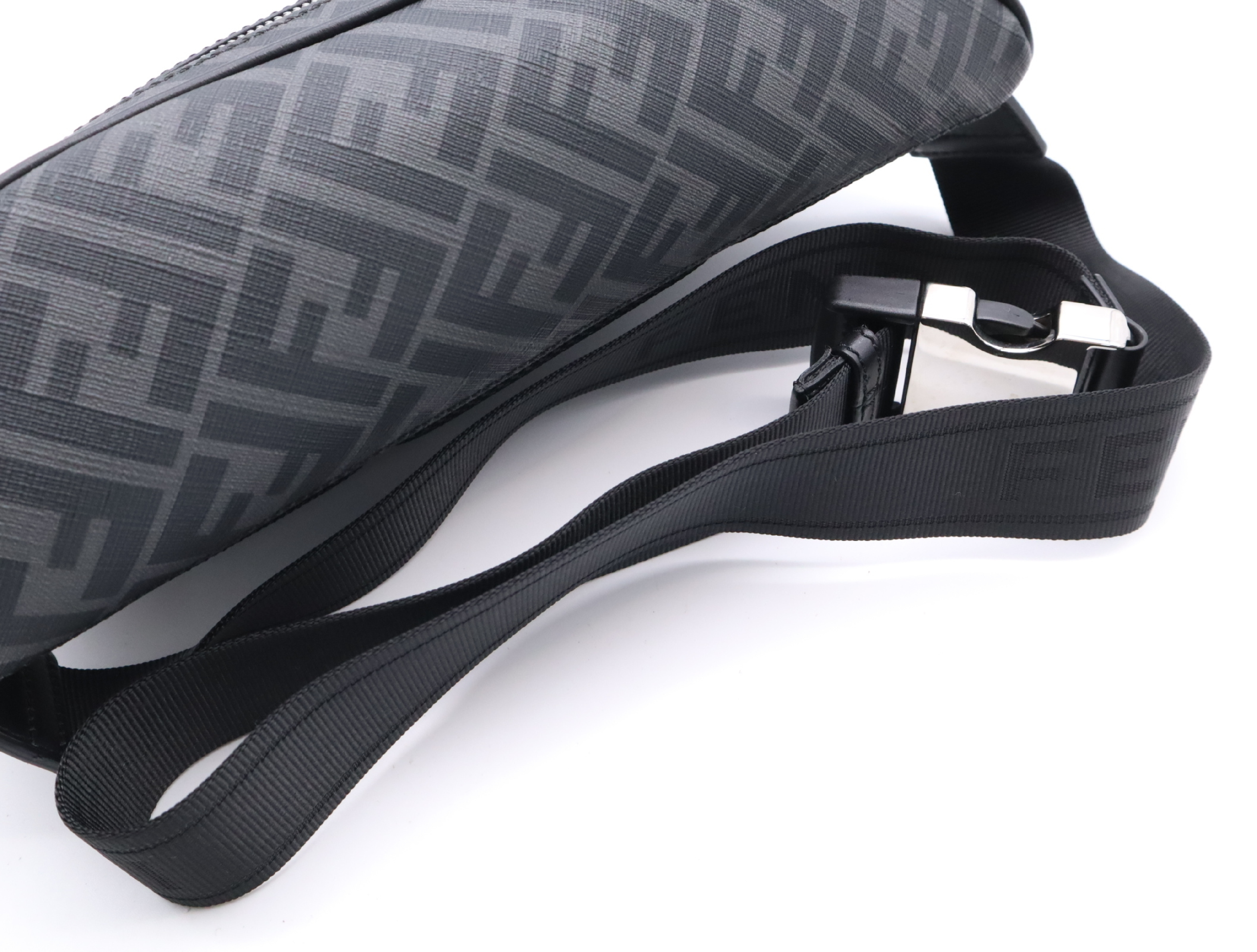 7VA562 Zucca Fabric Grey Silver Hardware Waist Bag with Dust Bag — view 10