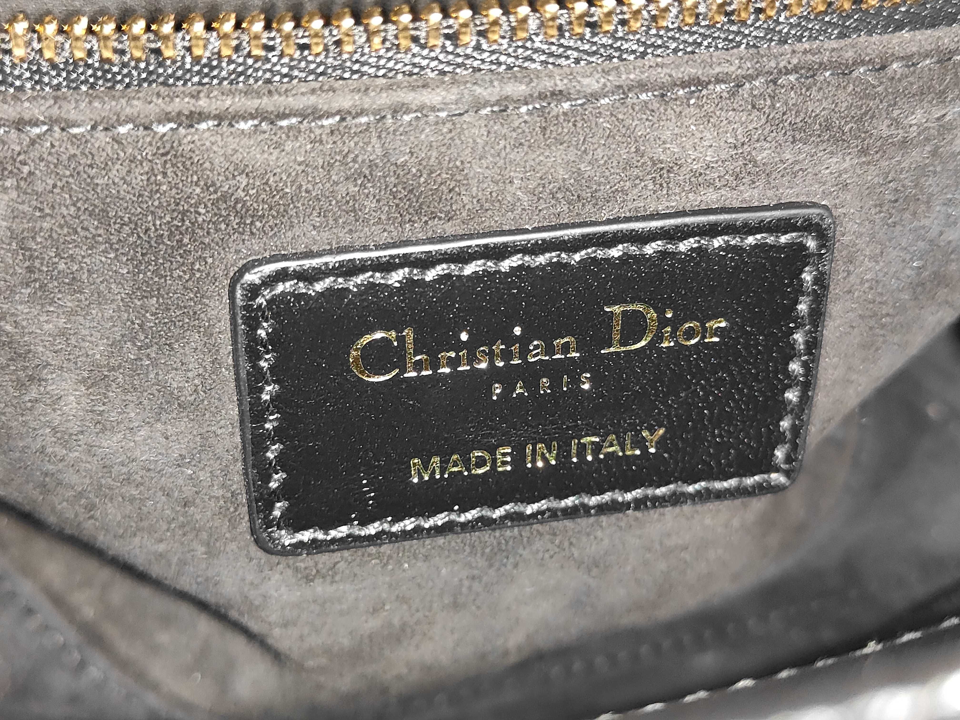 Christian Lady Dior Pearl Cannage Gold Hardware 2-way Handbag Chain Shoulder Bag Black Bag — view 9