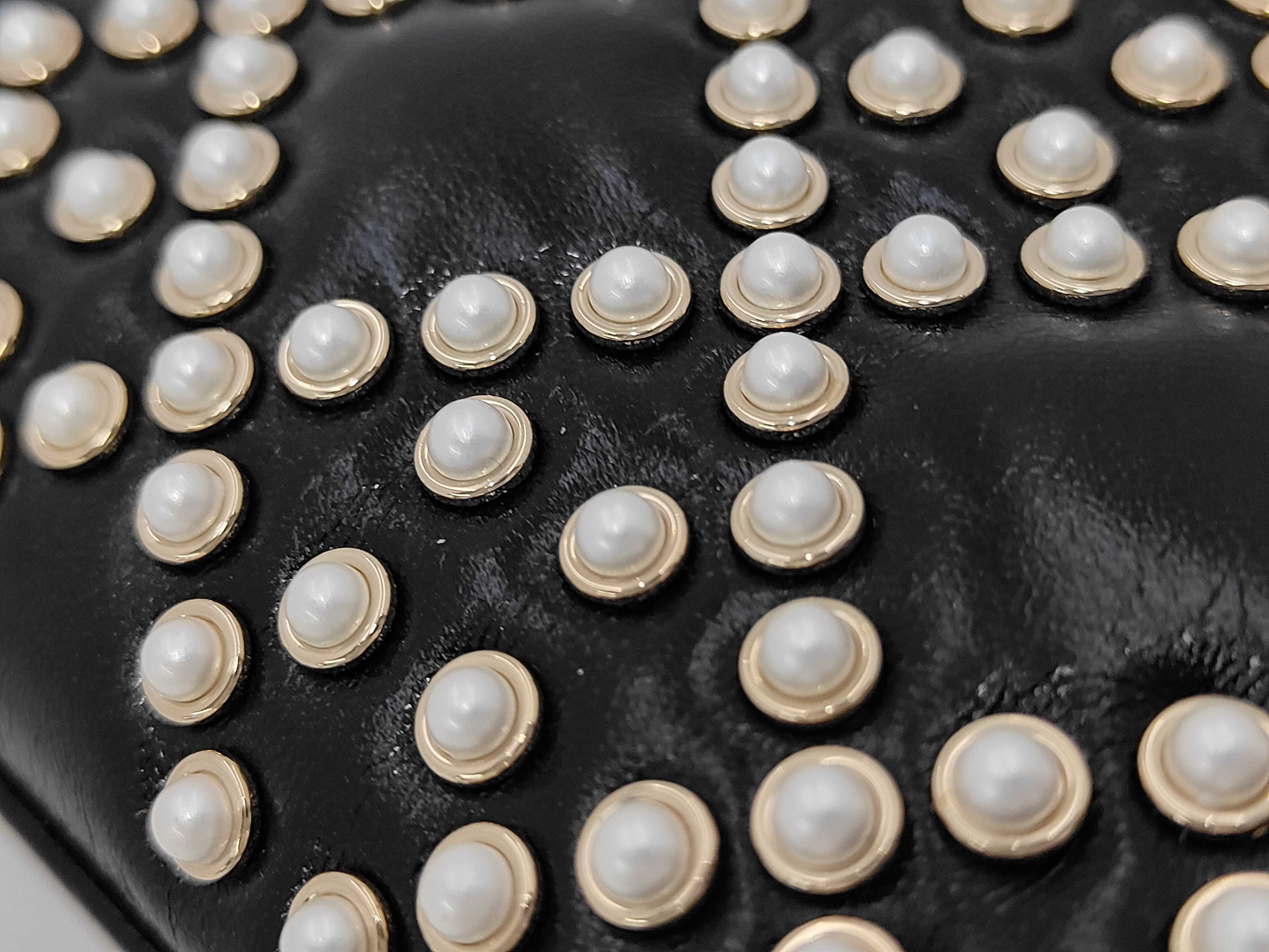 Christian Lady Dior Pearl Cannage Gold Hardware 2-way Handbag Chain Shoulder Bag Black Bag — view 10