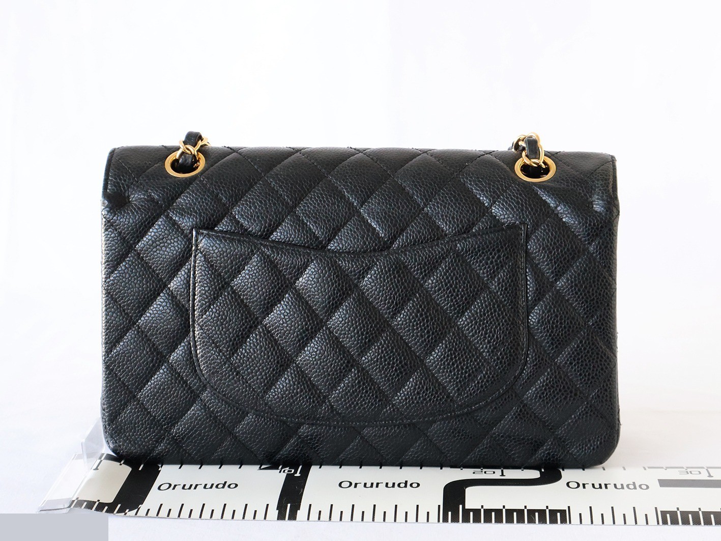 Caviar leather Matelassé 25 Double flap Double chain shoulder bag, black — view 2