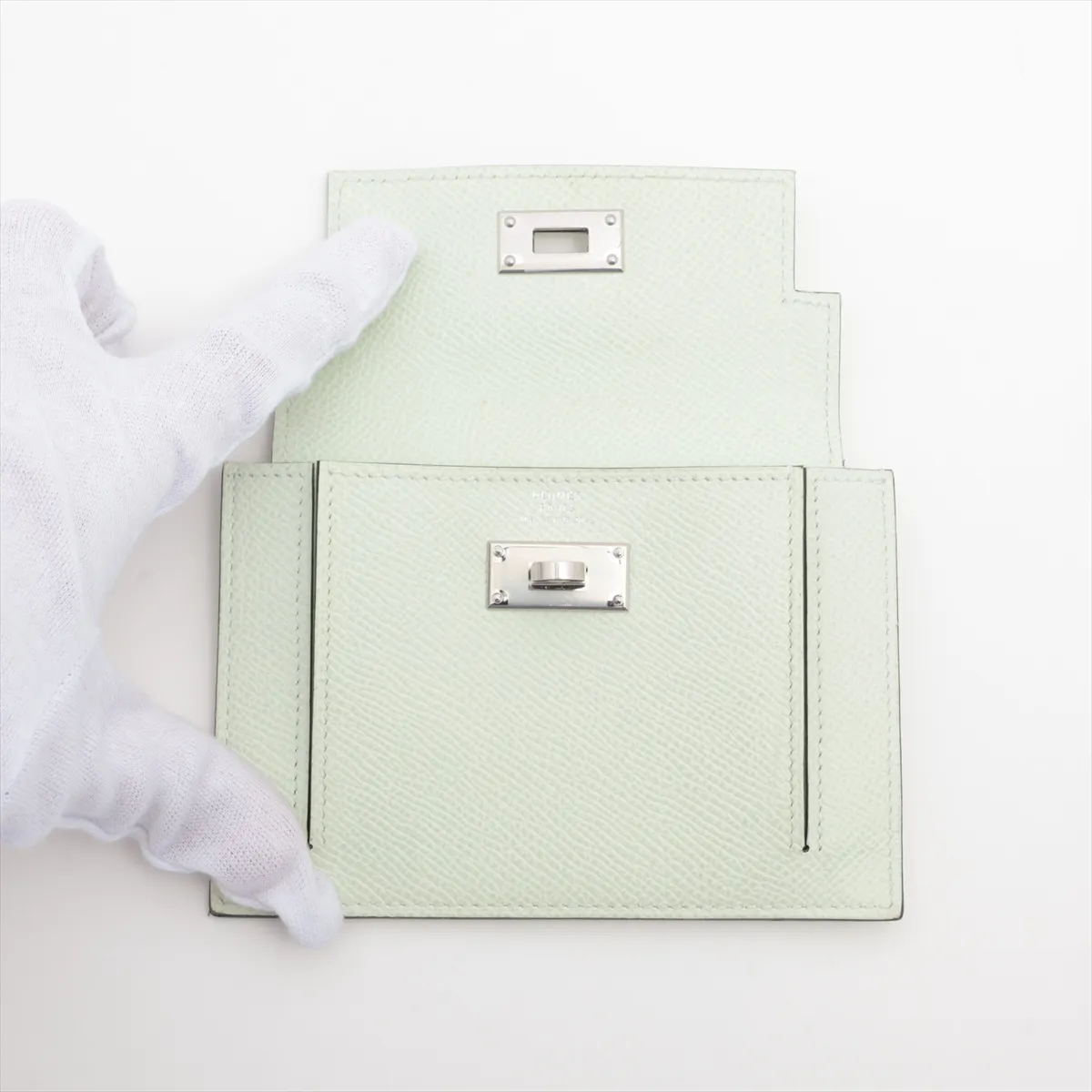 Kelly Pocket Compact Vaux Epson Coin Case Vert Fizz Silver Hardware U:2022 — view 3