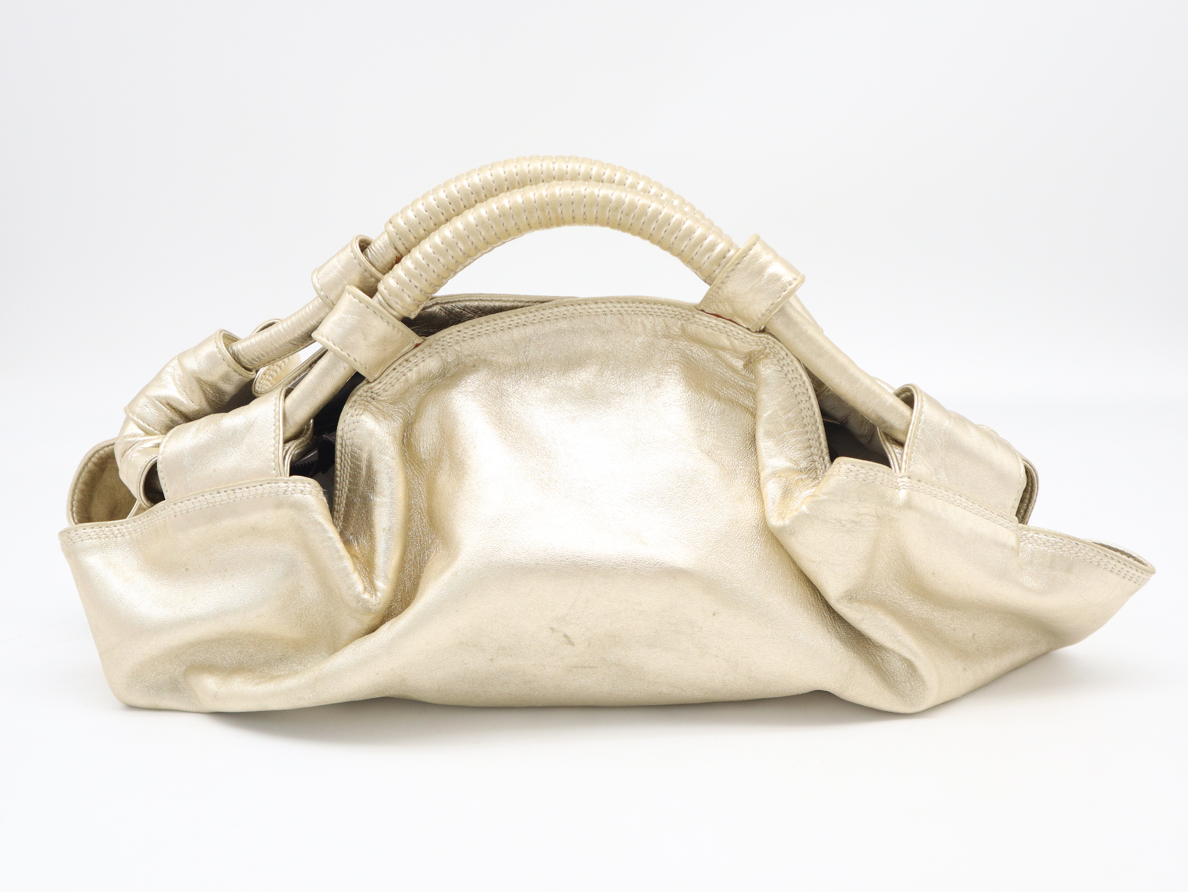 Anagram Handbag, Leather, Gold — view 2