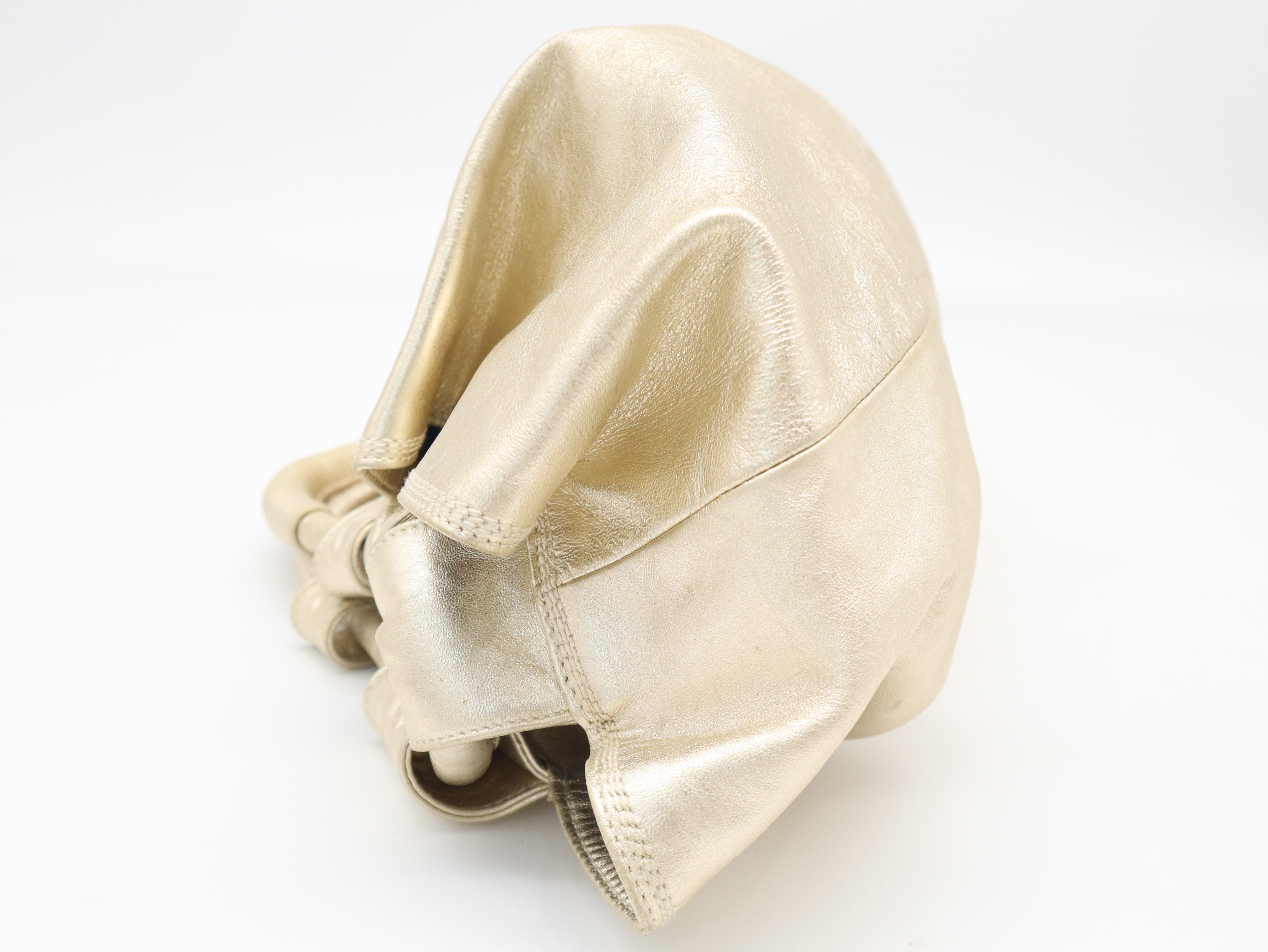 Anagram Handbag, Leather, Gold — view 3
