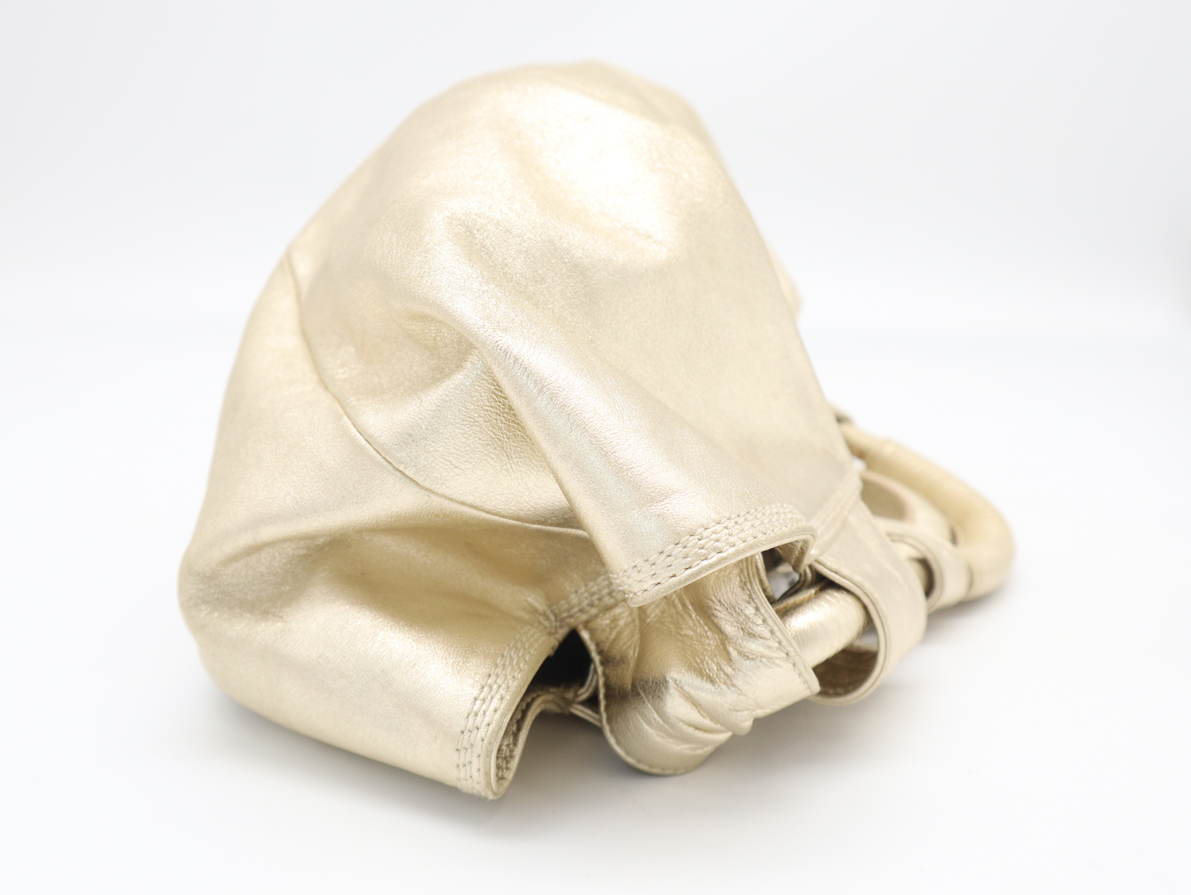 Anagram Handbag, Leather, Gold — view 4