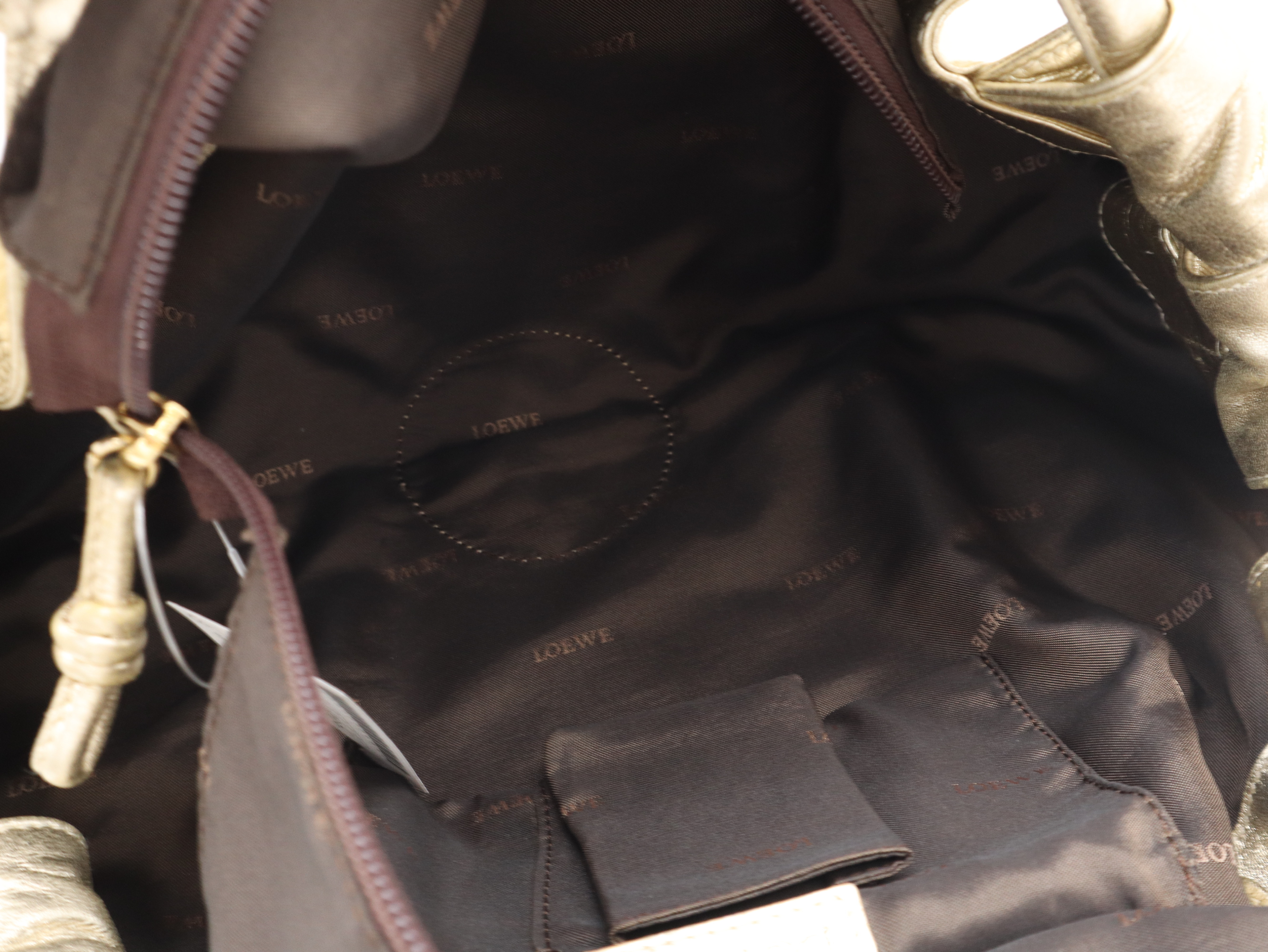 Anagram Handbag, Leather, Gold — view 6