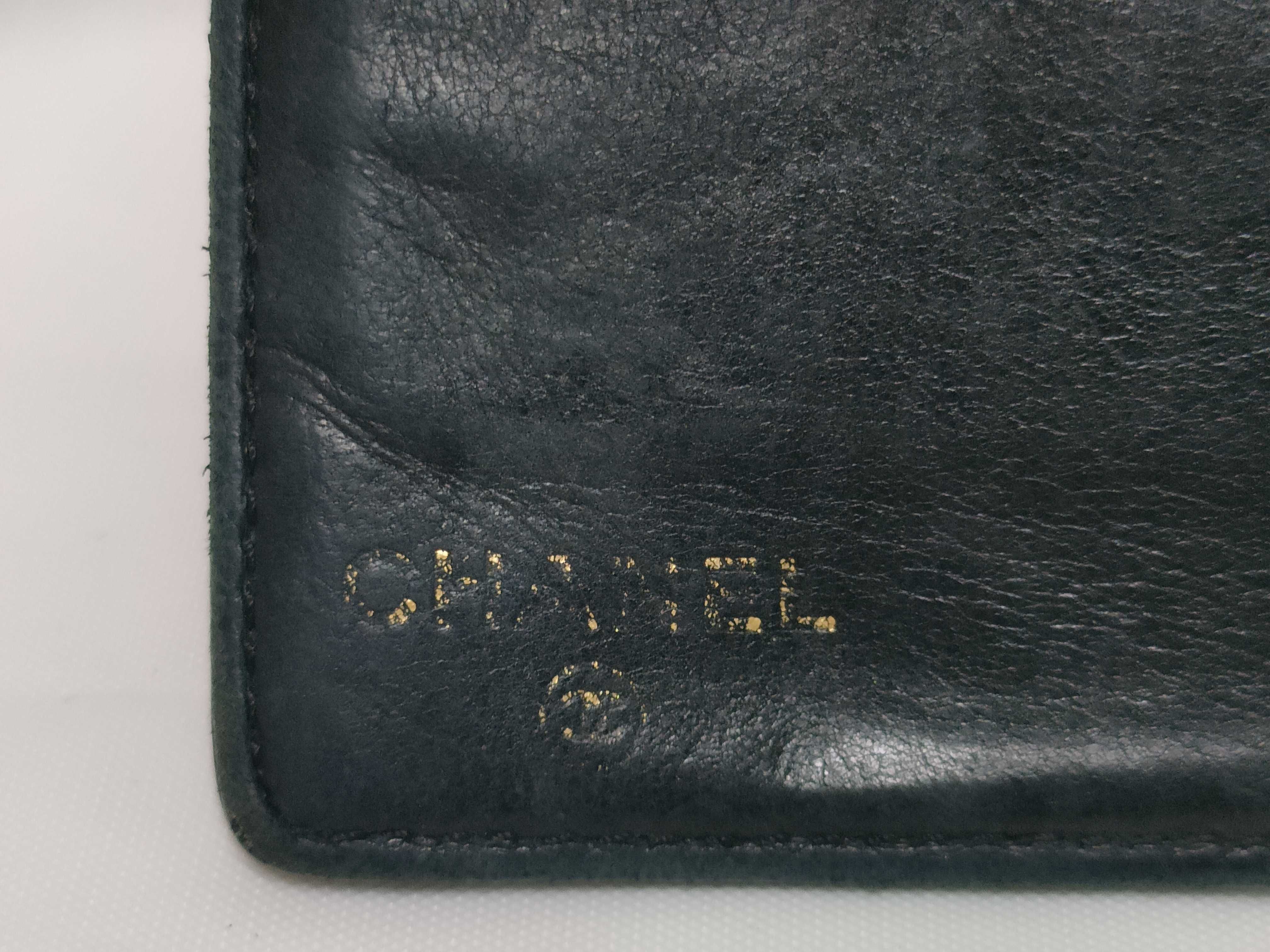 Caviar Skin Coco Mark Long Wallet Black Gold Hardware Wallet — view 12