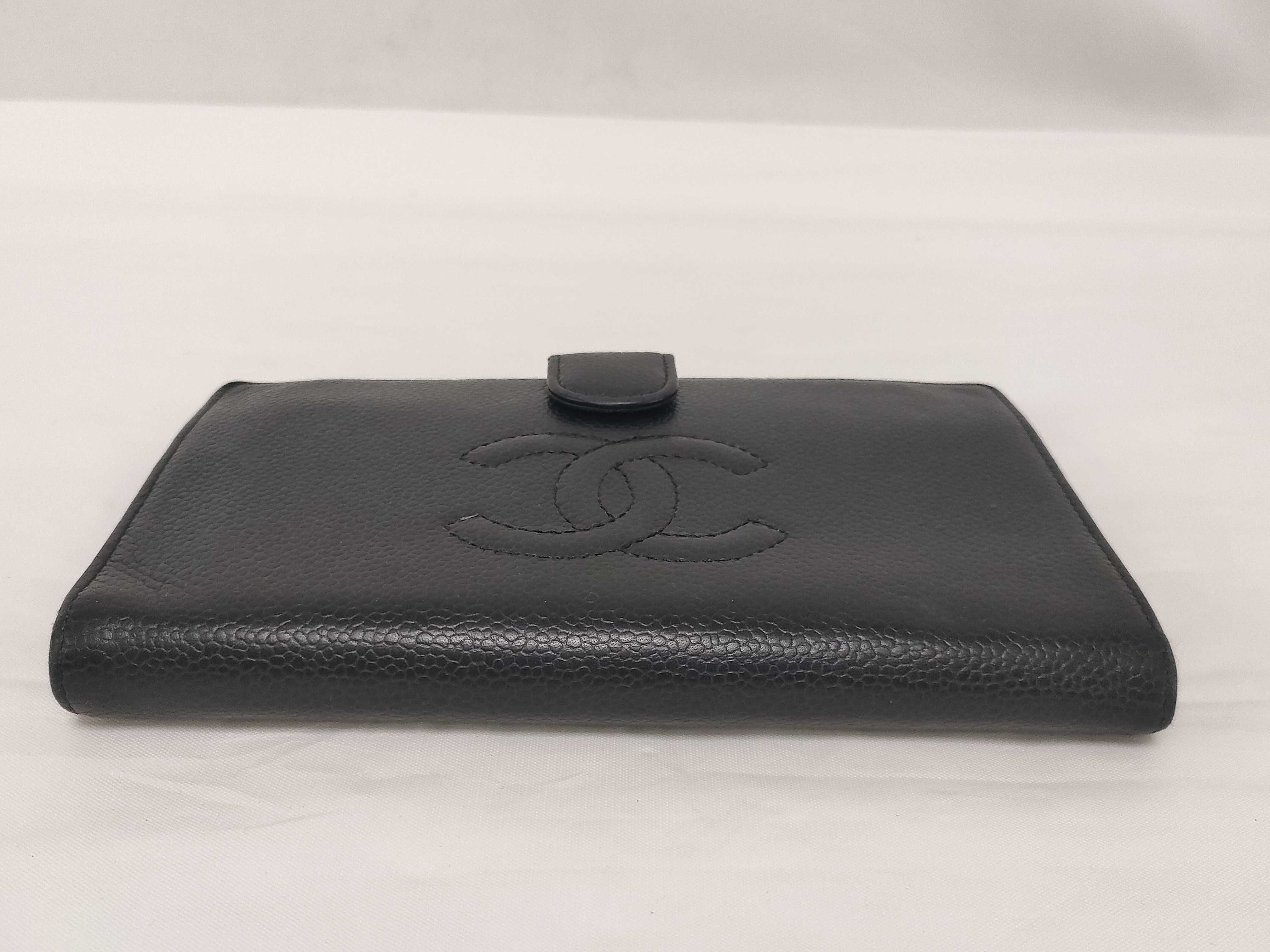 Caviar Skin Coco Mark Long Wallet Black Gold Hardware Wallet — view 3