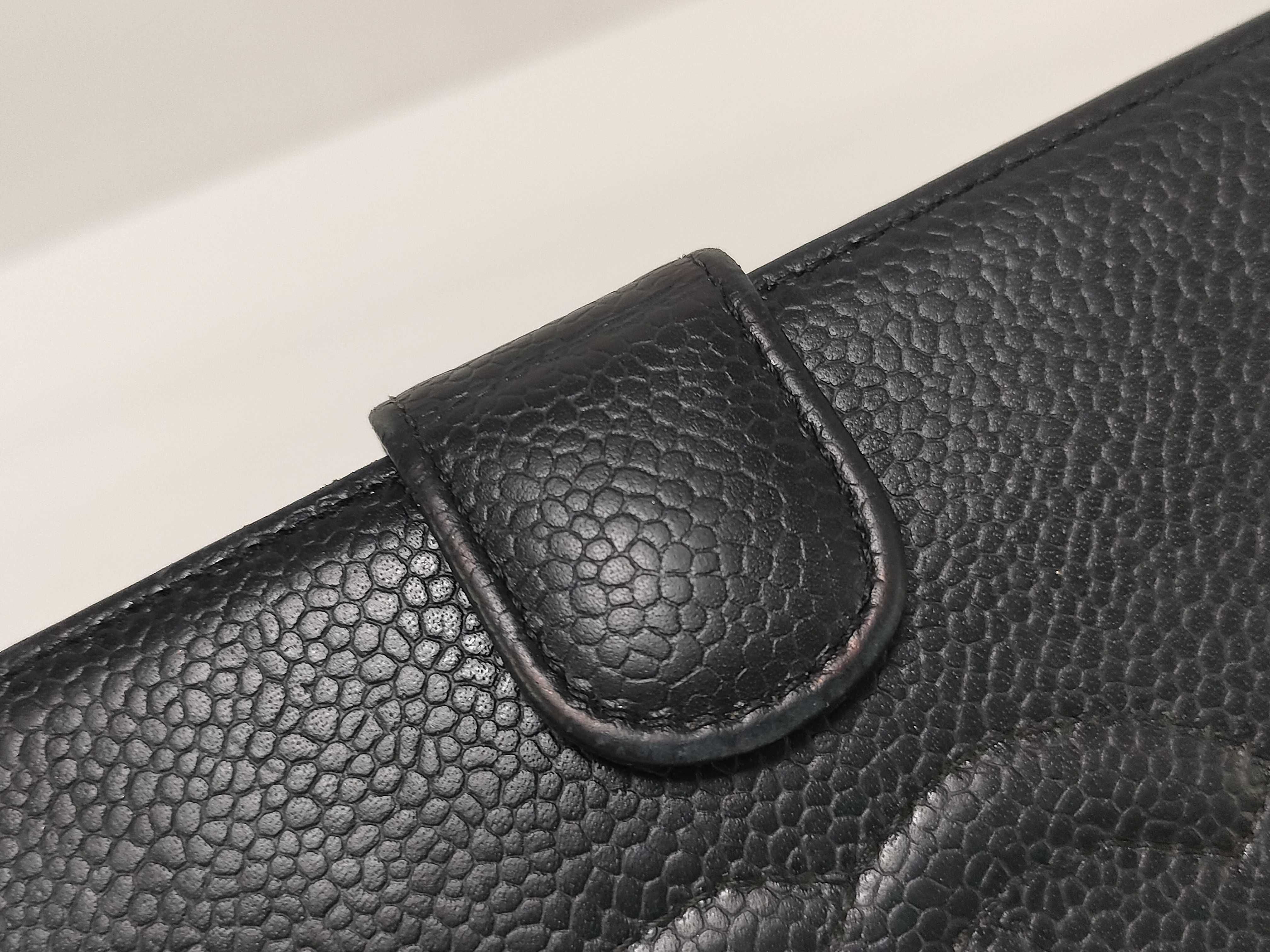Caviar Skin Coco Mark Long Wallet Black Gold Hardware Wallet — view 7
