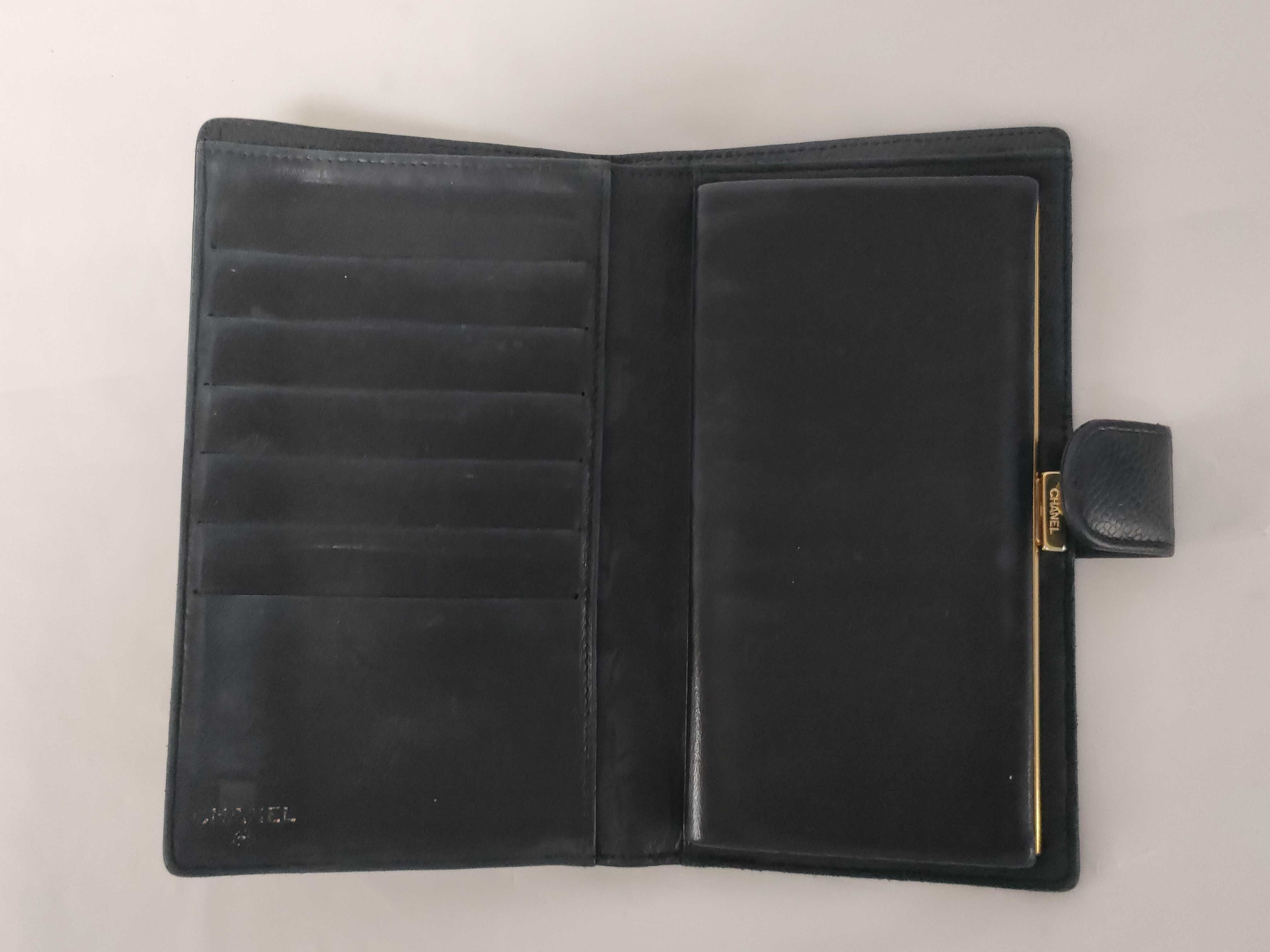Caviar Skin Coco Mark Long Wallet Black Gold Hardware Wallet — view 10