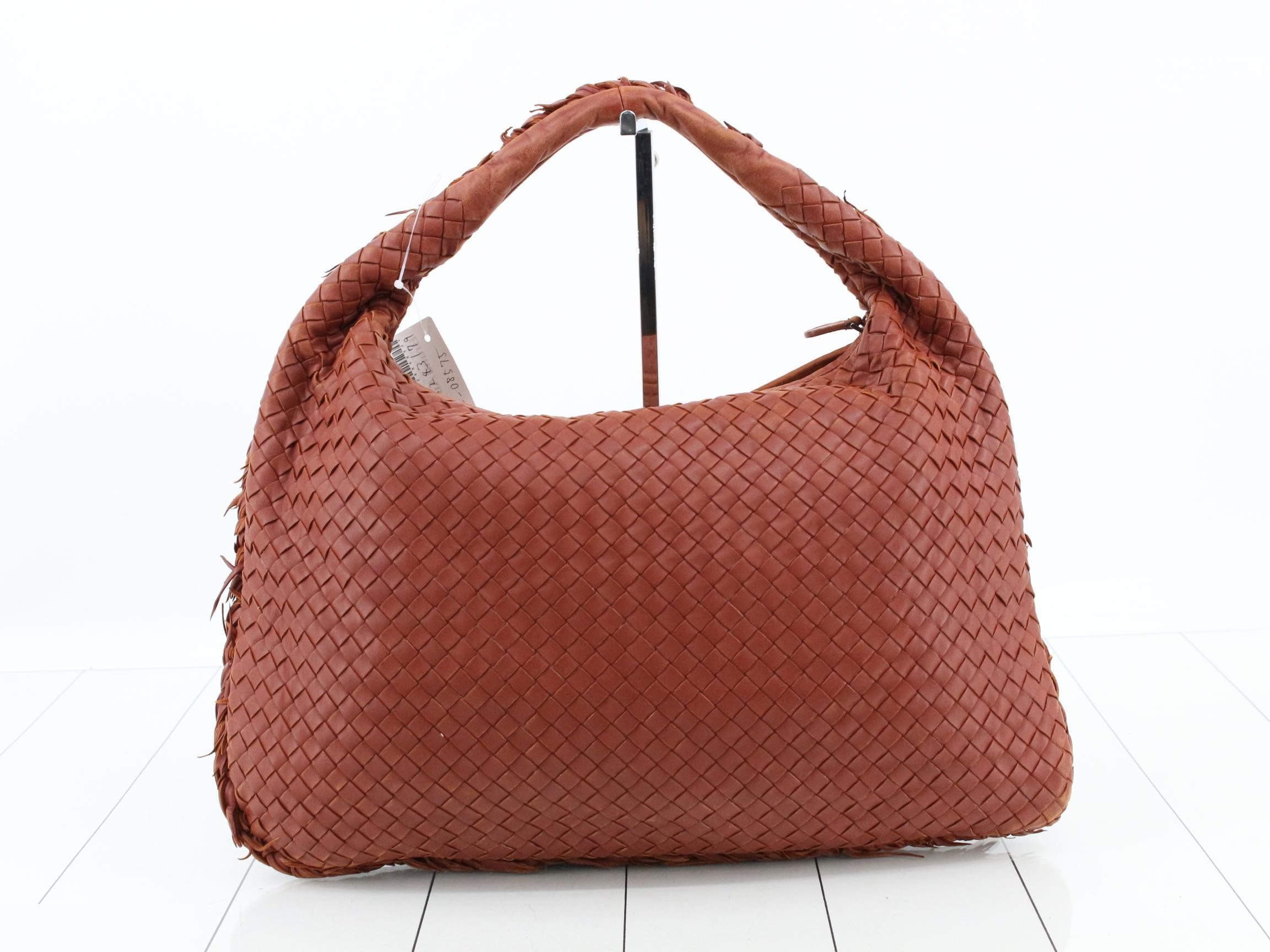 Intrecciato Hobo Shoulder Bag, Leather, Brown — view 2
