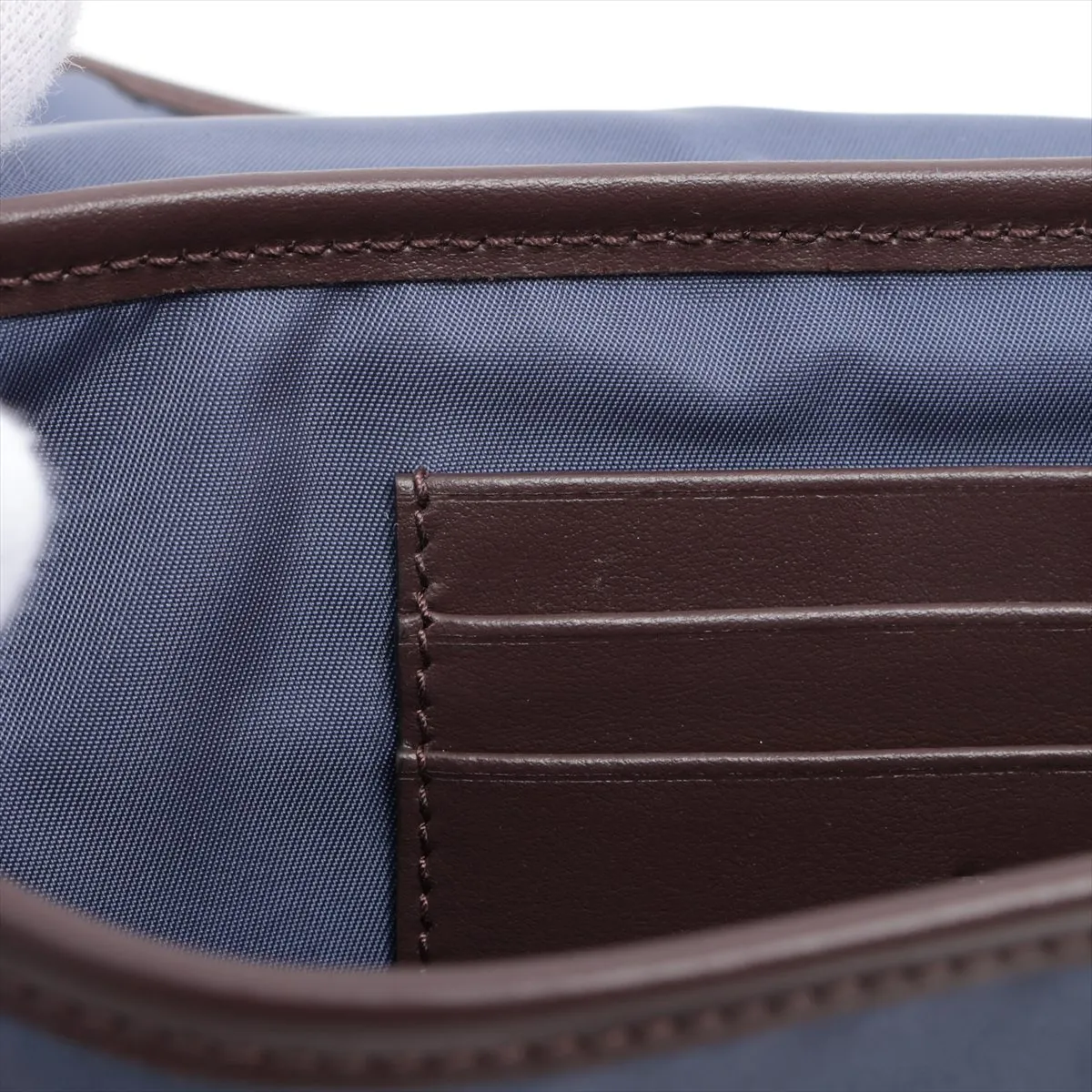 Tessuto Nylon x Leather Shoulder Bag Blue x Brown 2ZT071 — view 8