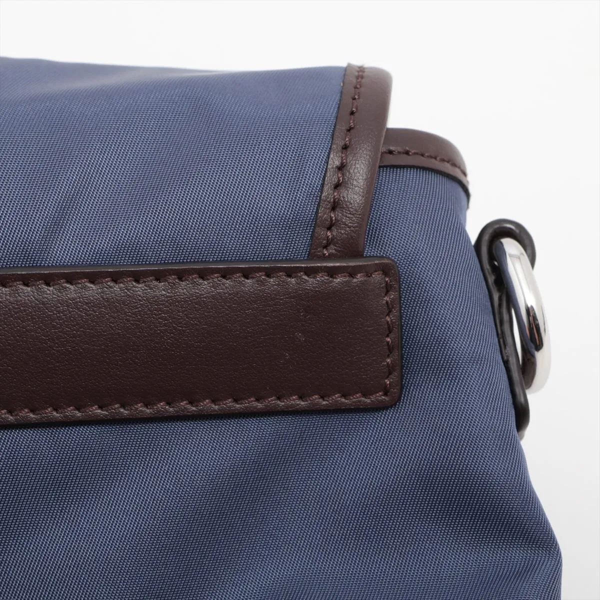 Tessuto Nylon x Leather Shoulder Bag Blue x Brown 2ZT071 — view 10