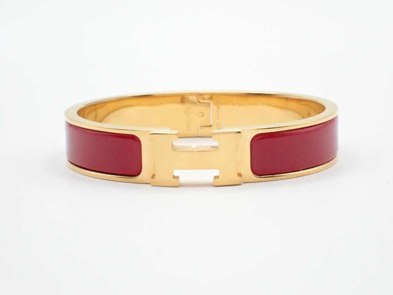 Click H Bangle, Red/Gold Tone, Wrist Circumference Approx. 16cm