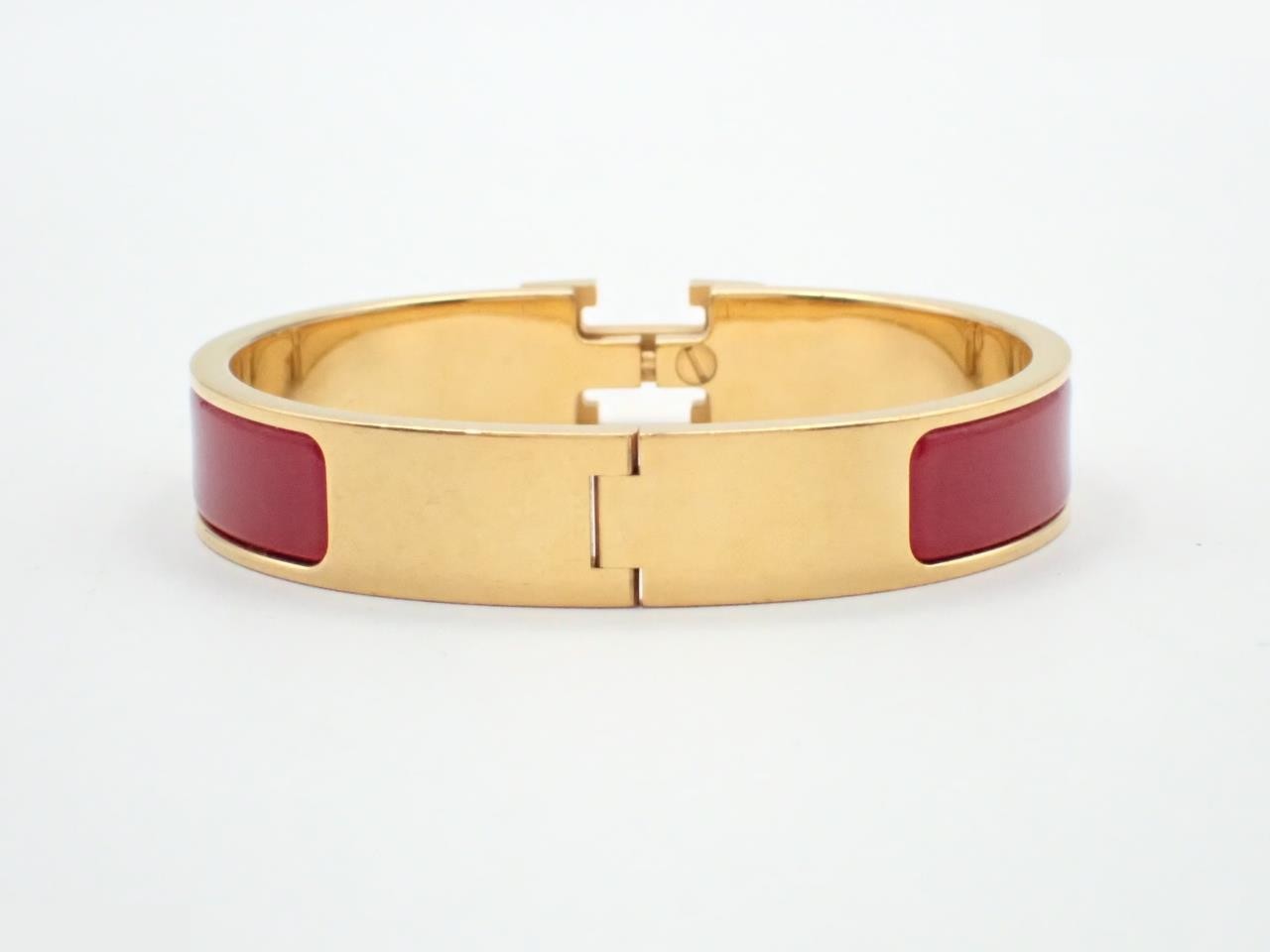 Click H Bangle, Red/Gold Tone, Wrist Circumference Approx. 16cm — view 2