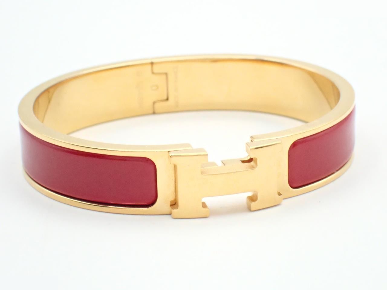 Click H Bangle, Red/Gold Tone, Wrist Circumference Approx. 16cm — view 3