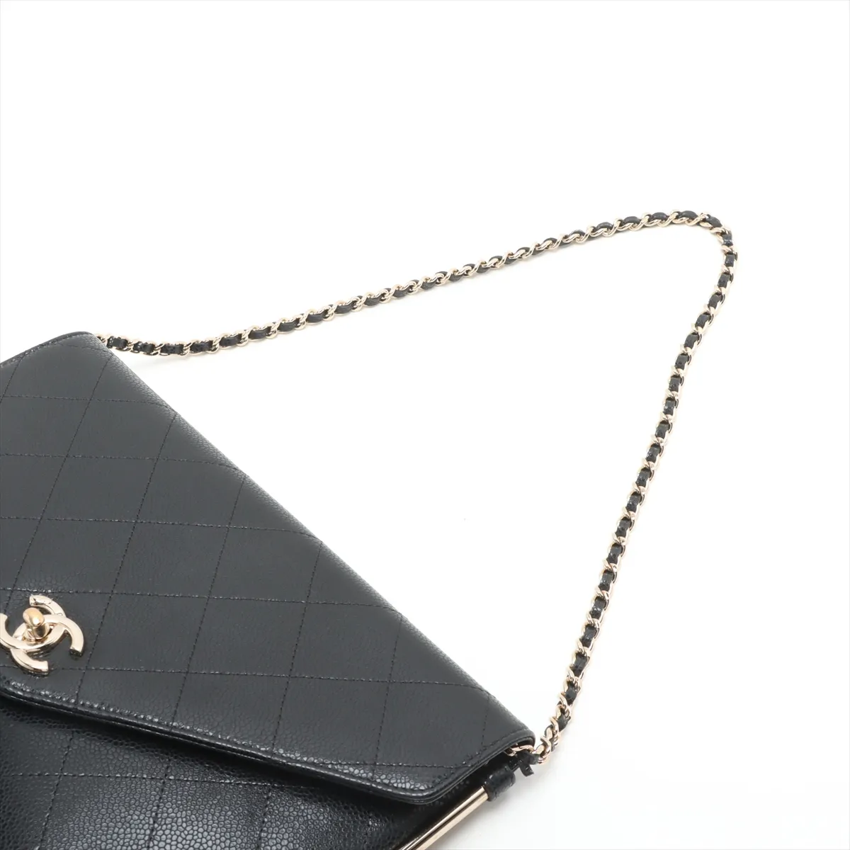 Matelasse caviar skin chain shoulder bag black gold hardware T35ULA4A random serial AP4268 — view 5