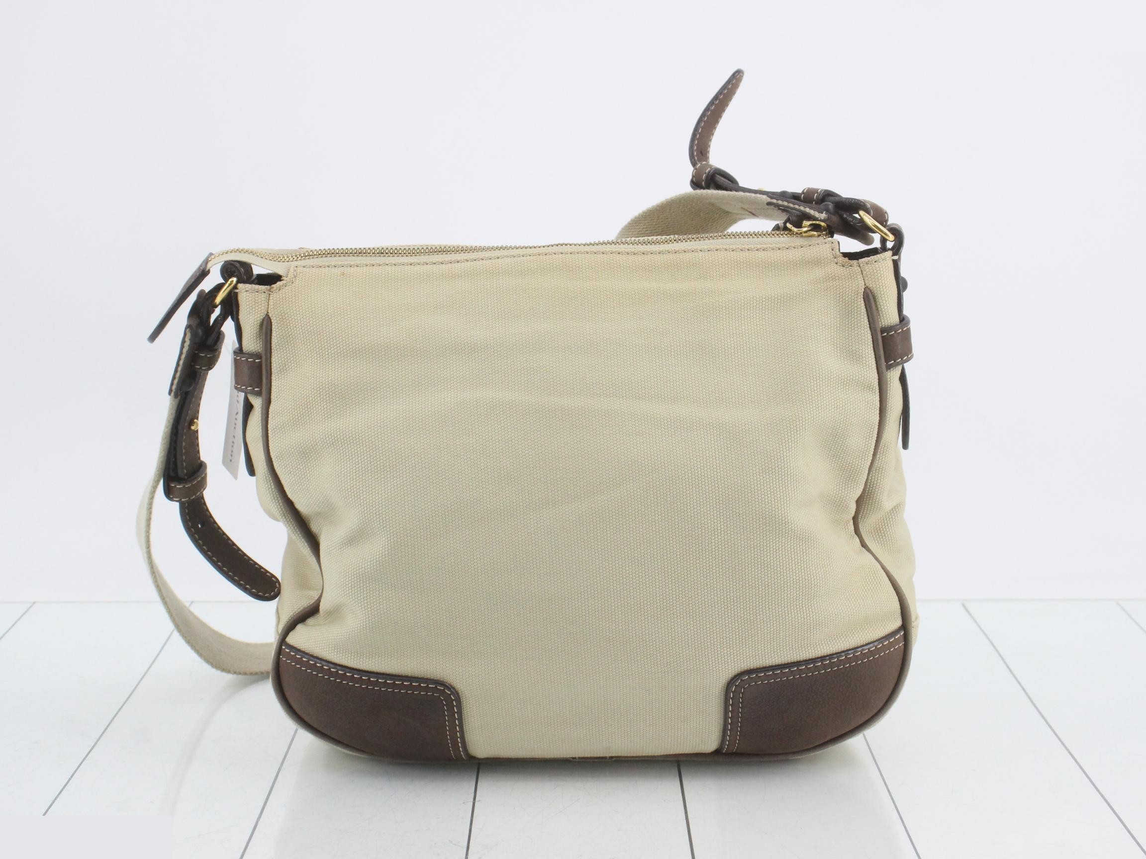 Anagram Shoulder Bag, Canvas and Leather, Beige and Brown — view 2