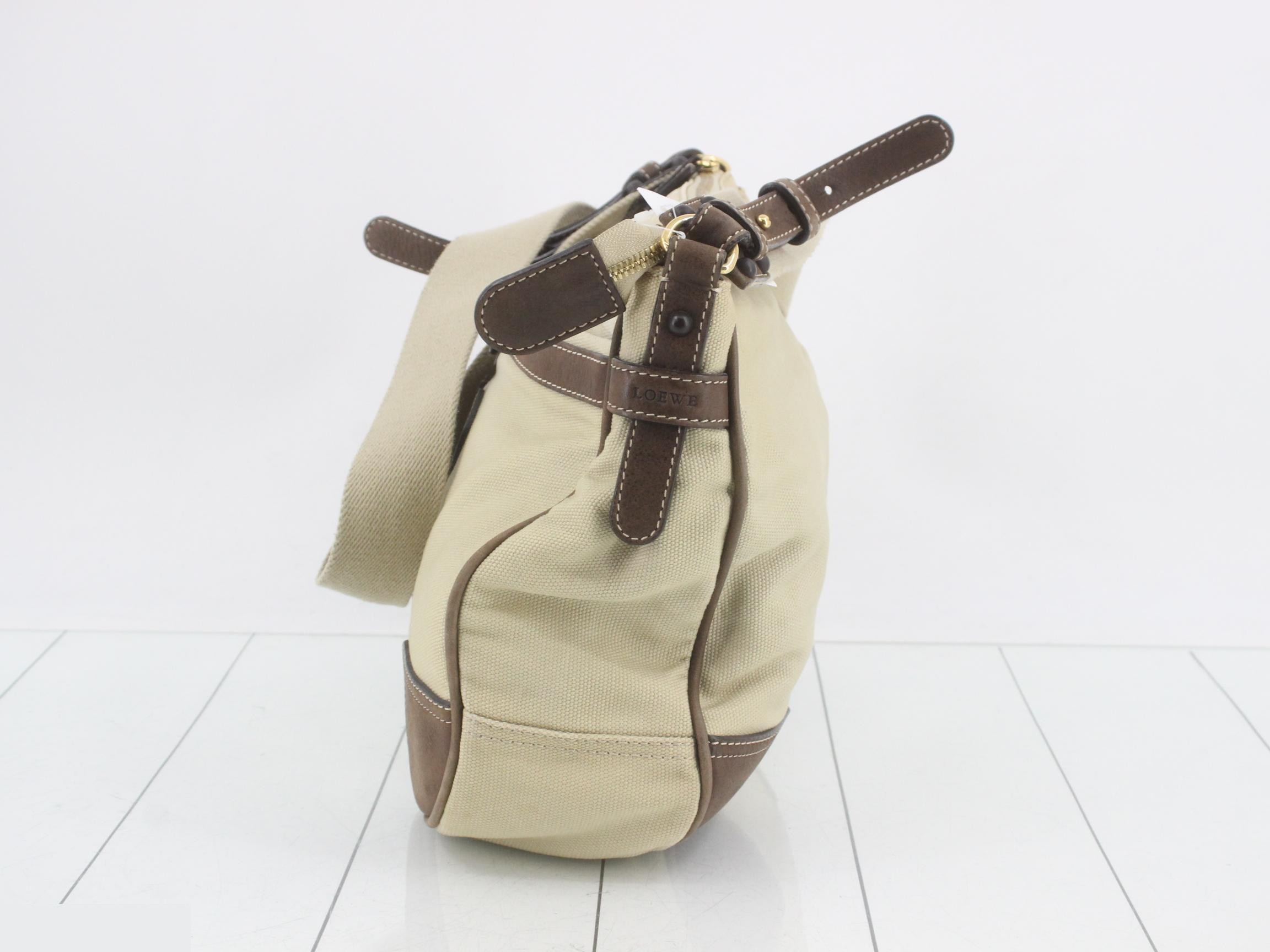 Anagram Shoulder Bag, Canvas and Leather, Beige and Brown — view 3