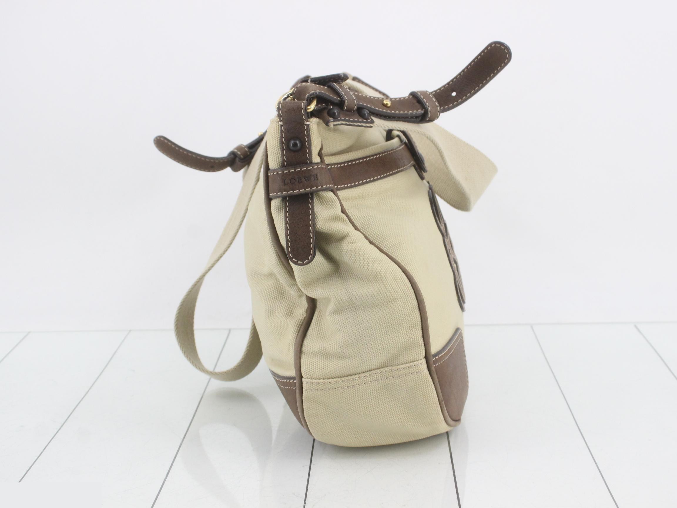 Anagram Shoulder Bag, Canvas and Leather, Beige and Brown — view 4