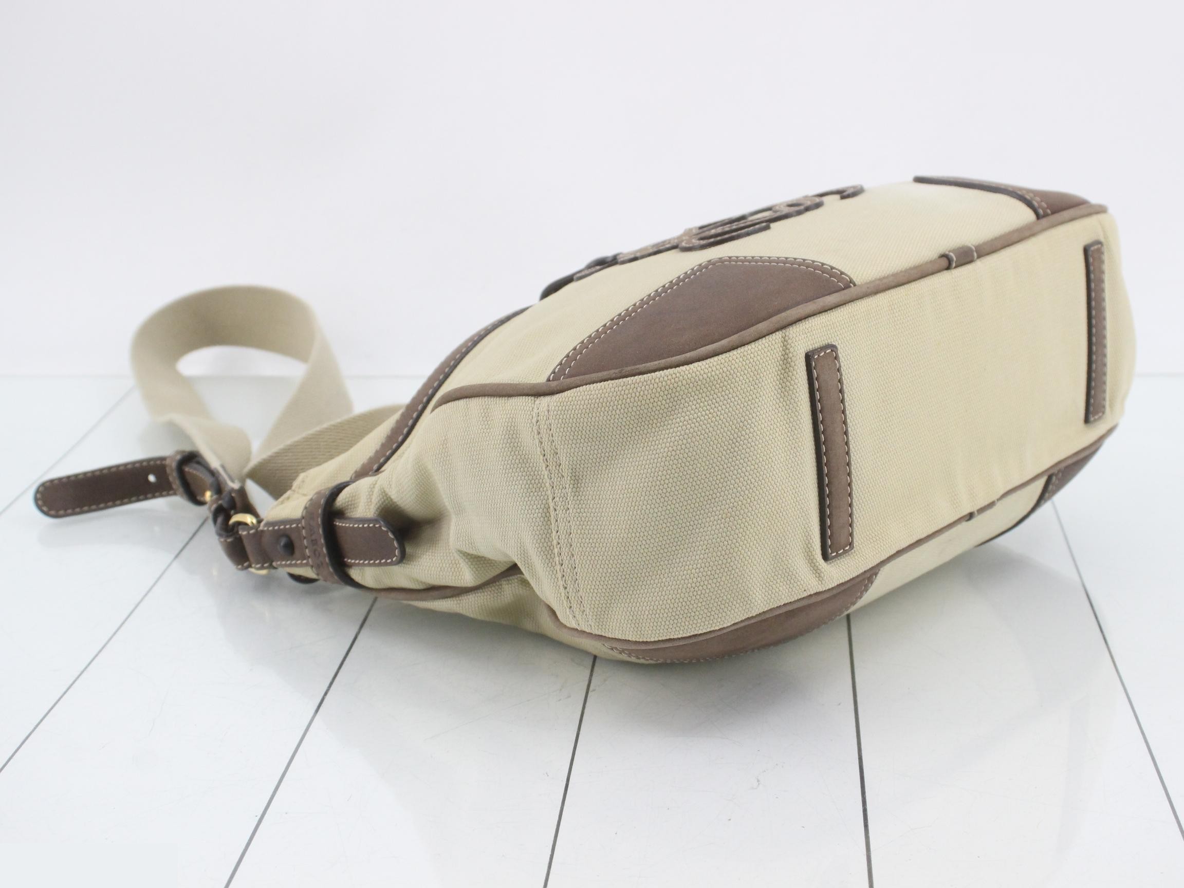 Anagram Shoulder Bag, Canvas and Leather, Beige and Brown — view 5