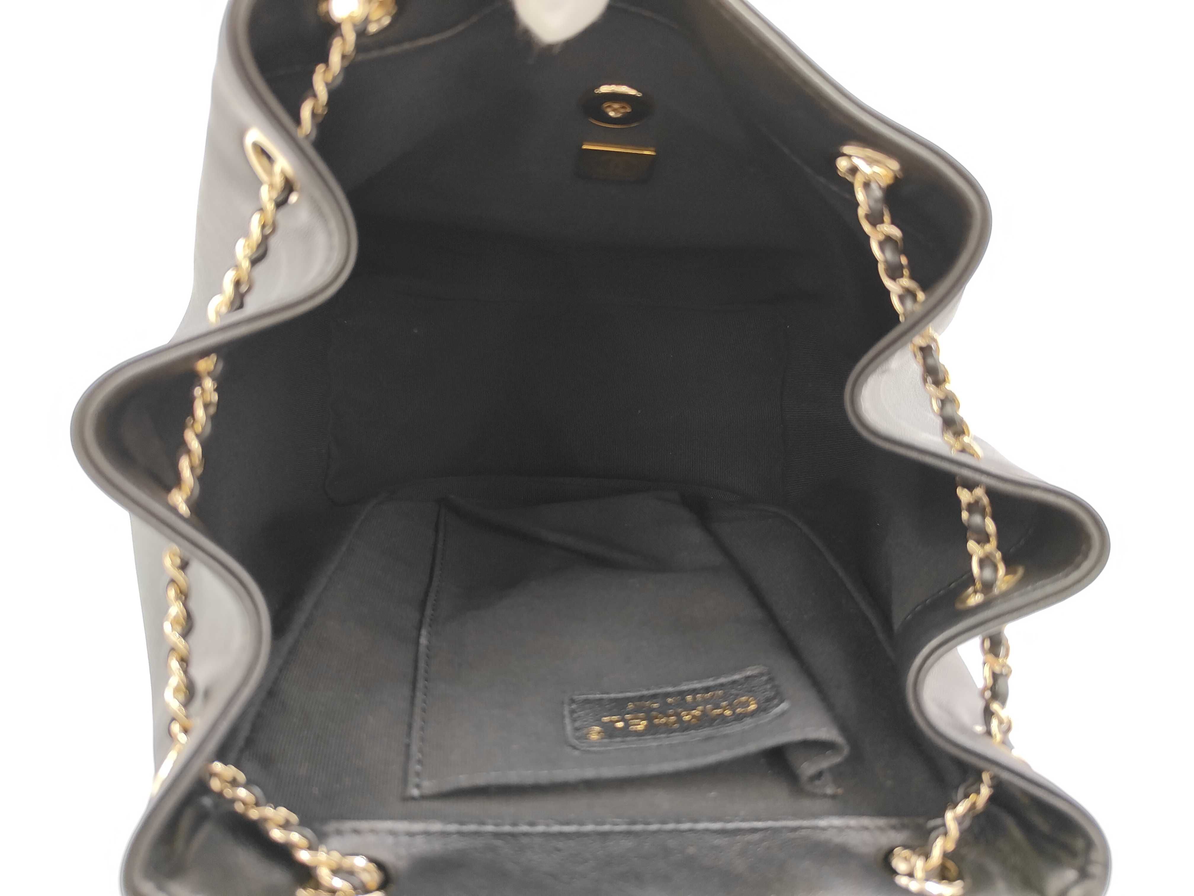 Dumas Small Backpack with Gold Hardware, Serial Number Plate, AS2908, Black Bag — view 10