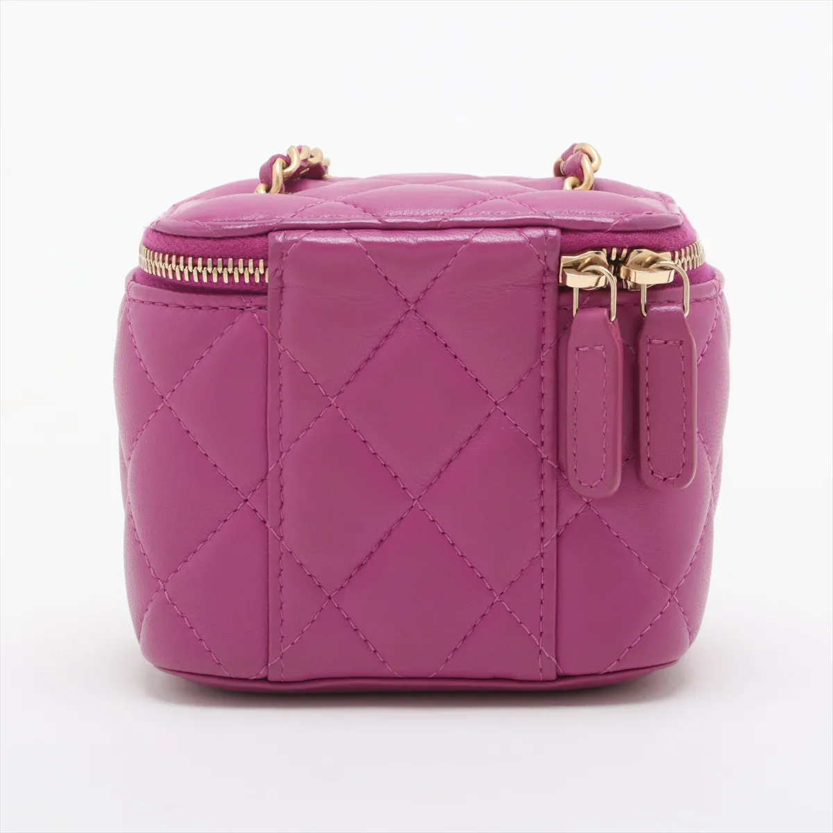 Matelasse Lambskin Chain Shoulder Bag Vanity Coco Ball Purple Gold Hardware 30865136 30s — view 2