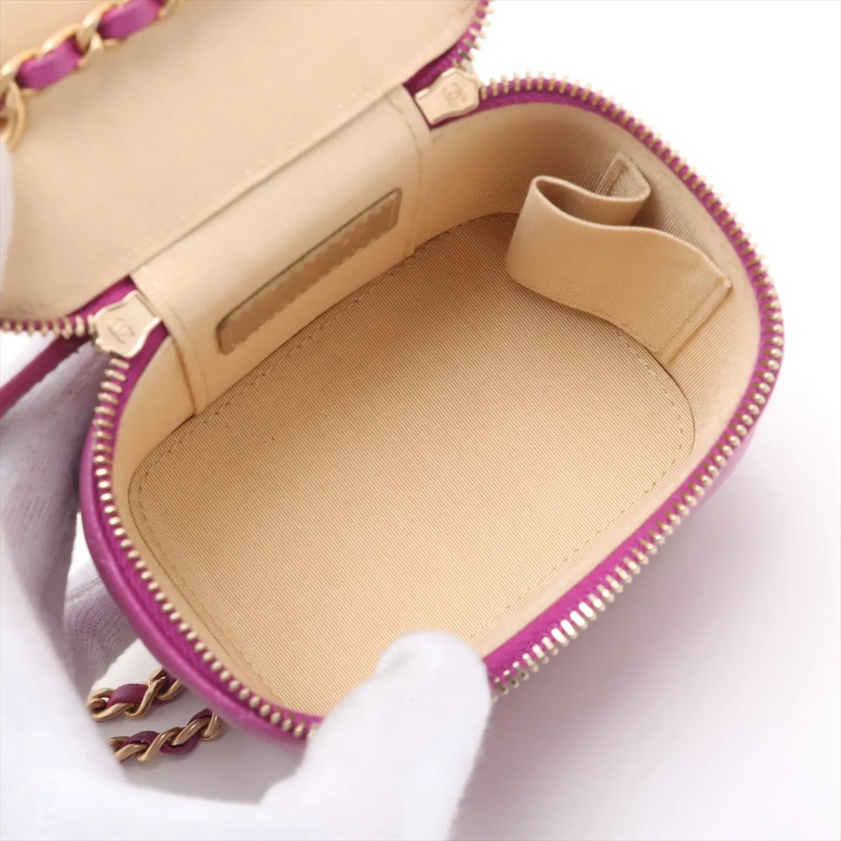 Matelasse Lambskin Chain Shoulder Bag Vanity Coco Ball Purple Gold Hardware 30865136 30s — view 6