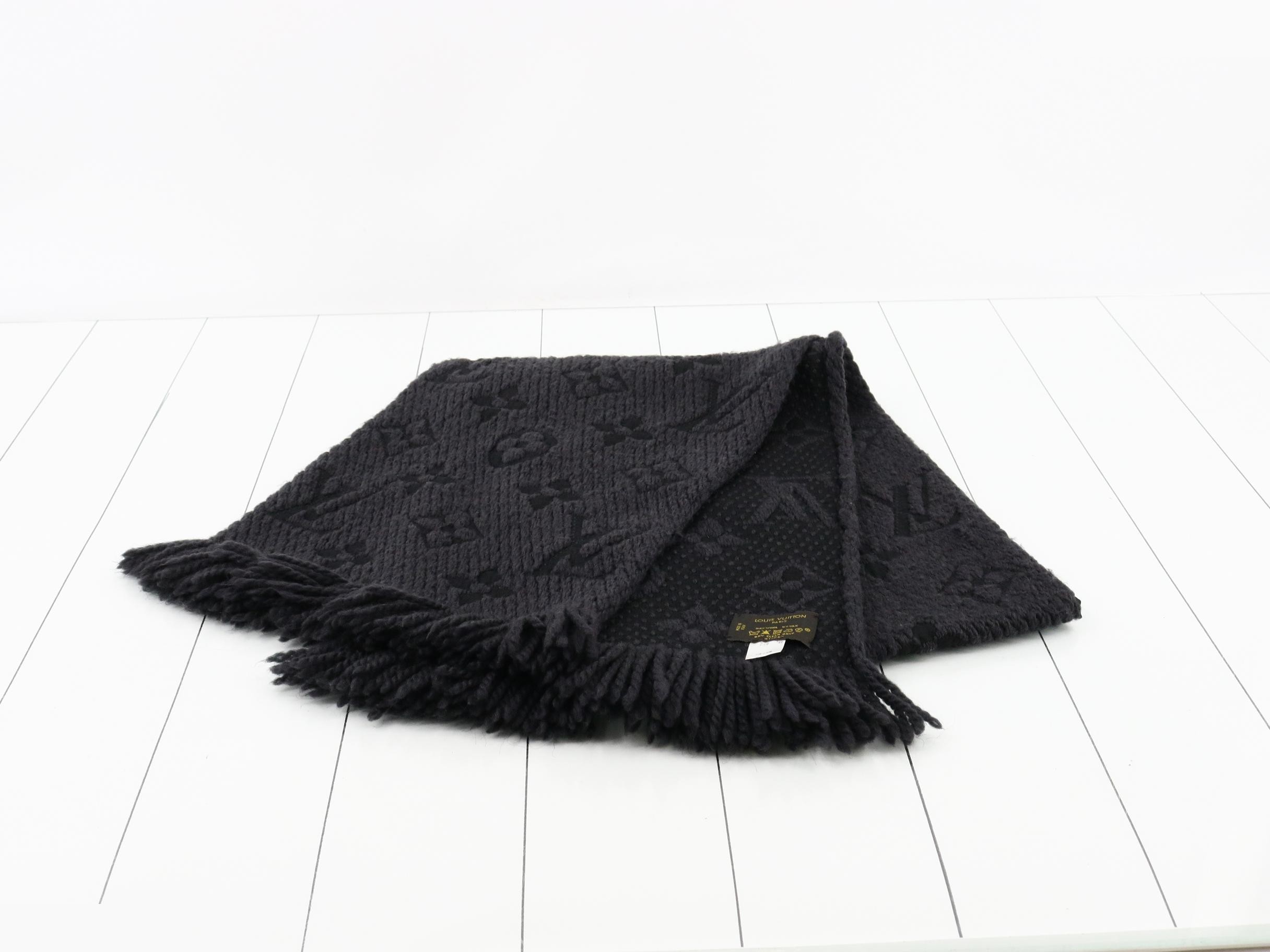 Logo Mania Long Scarf, Black, with domestic tag. — view 2
