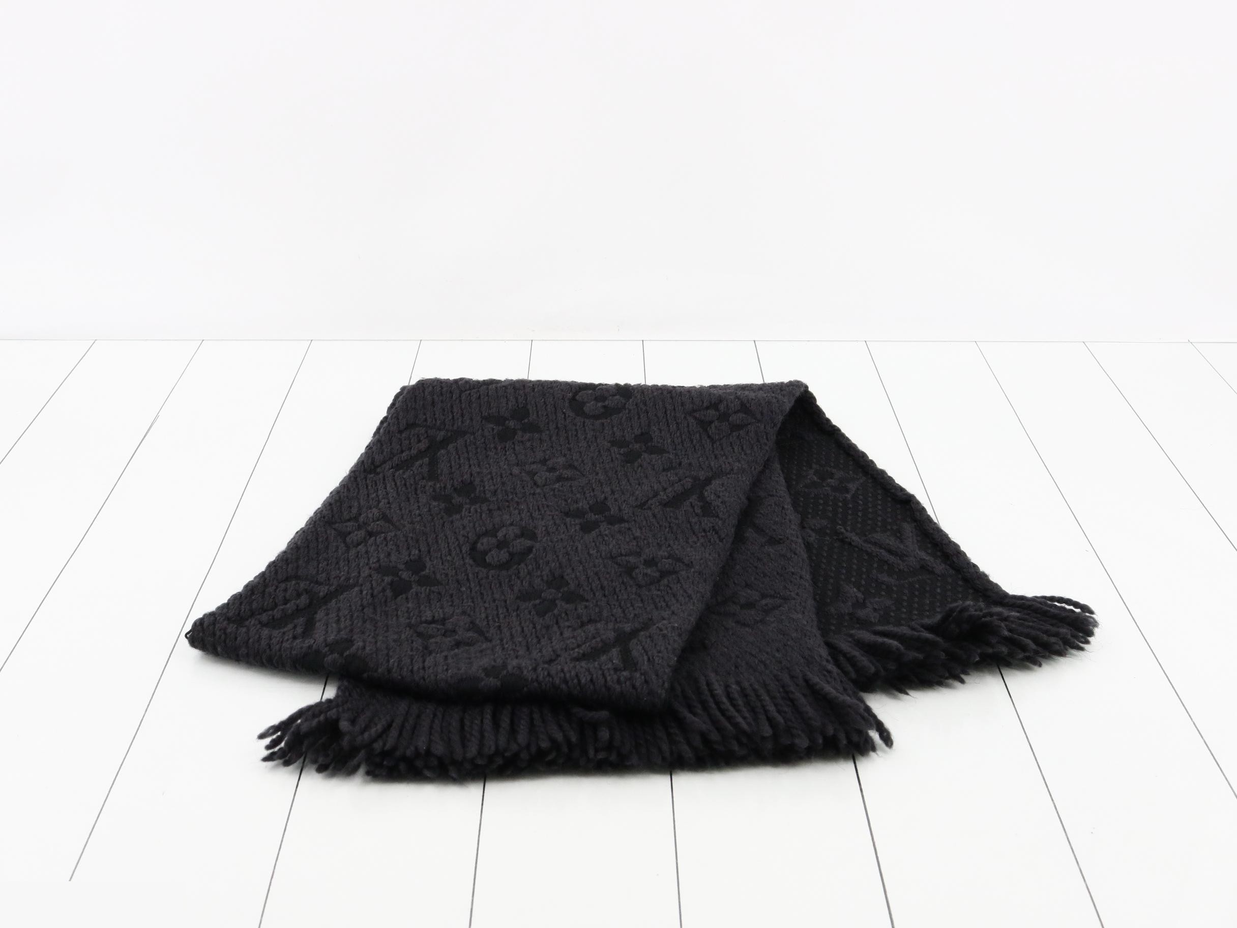 Logo Mania Long Scarf, Black, with domestic tag. — view 3